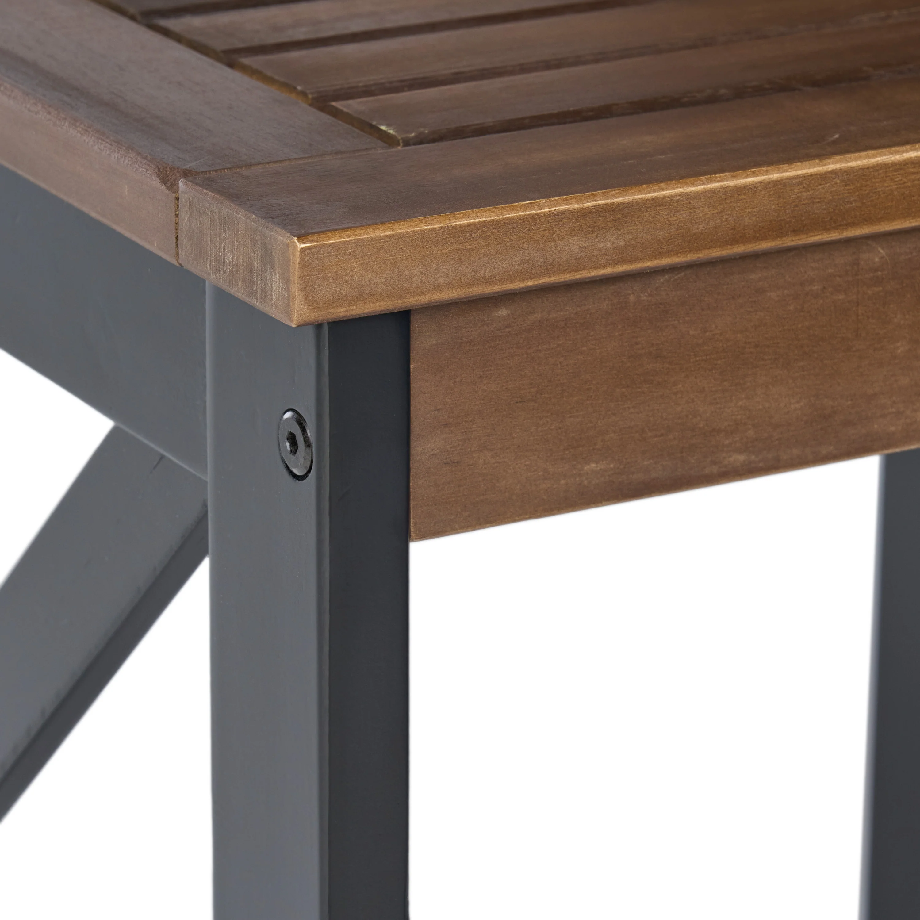 Jean Farmhouse X-Frame Acacia Wood End Table with Slat Top - furnishings
