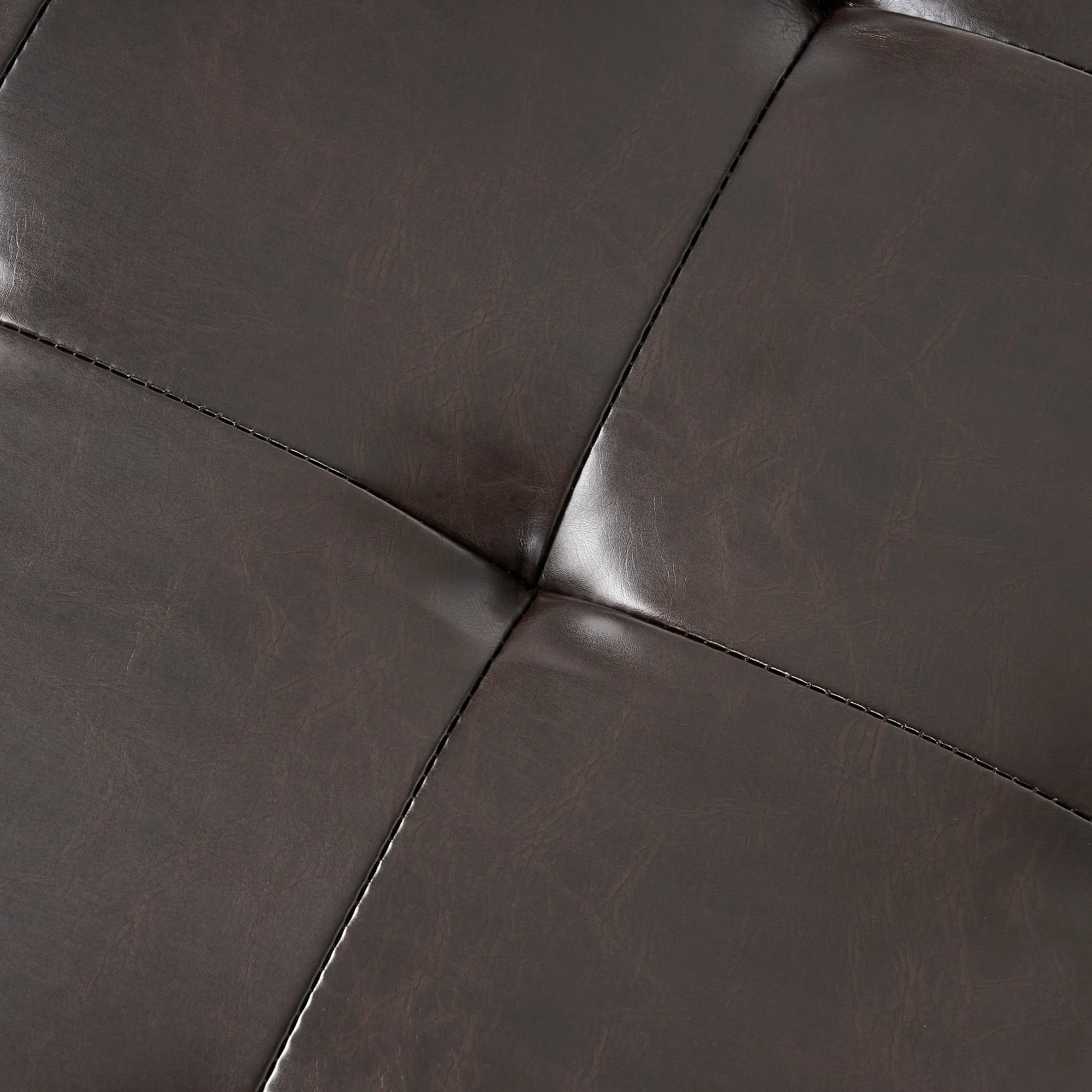 Finn Tufted Brown Leather Square Storage Ottoman Coffee Table - furnishings