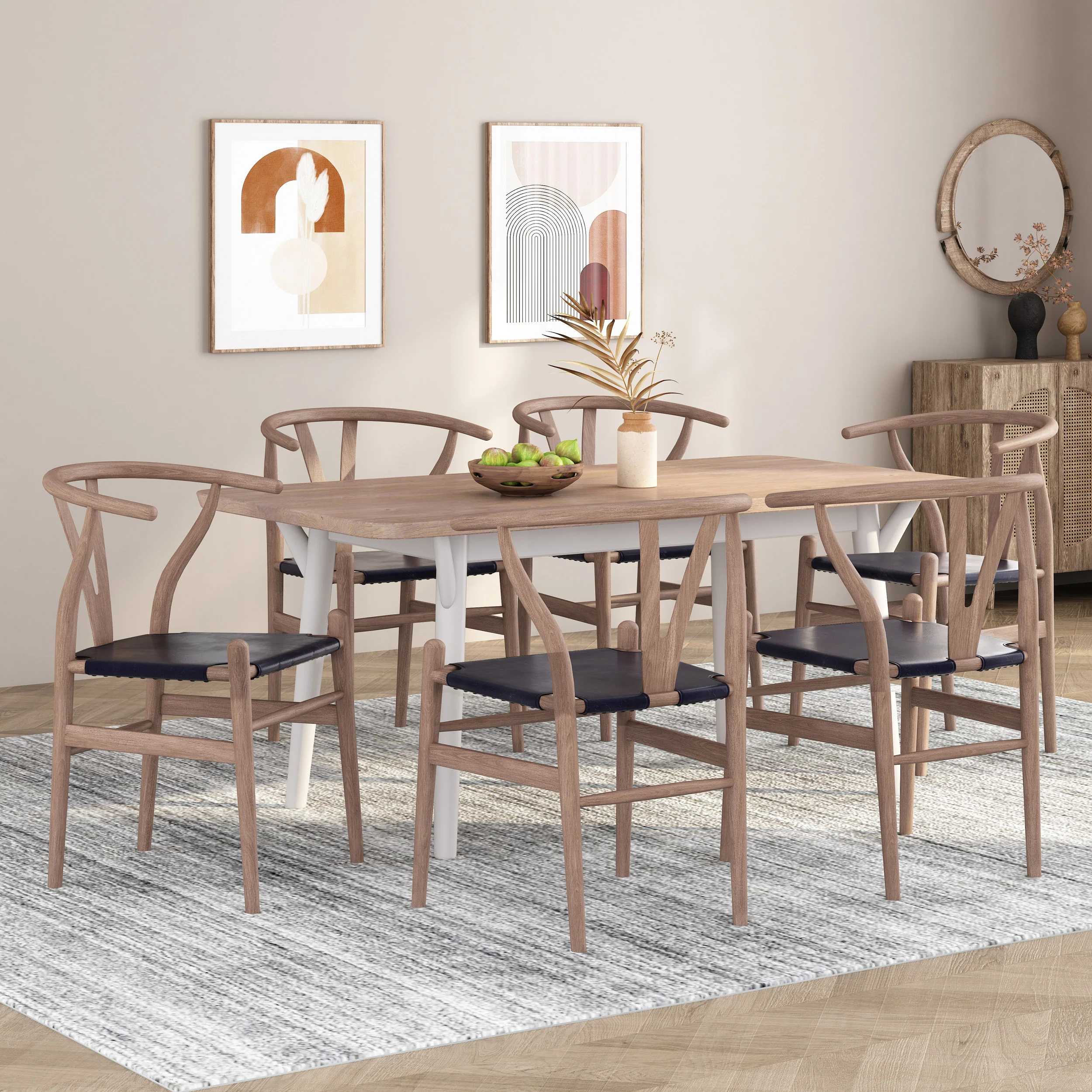 Quince Mid Century Boho Ash Wood Dining Chairs, Set of 6 - furnishings