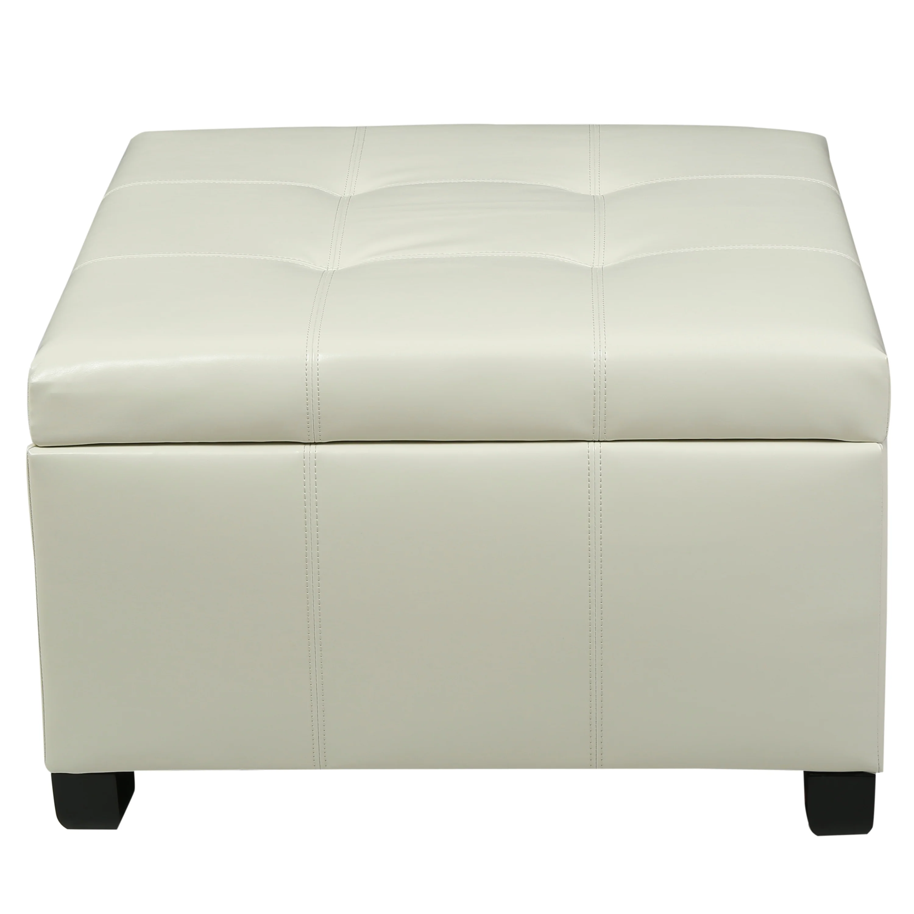 Kensington Leather Square Storage Ottoman Coffee Table - furnishings