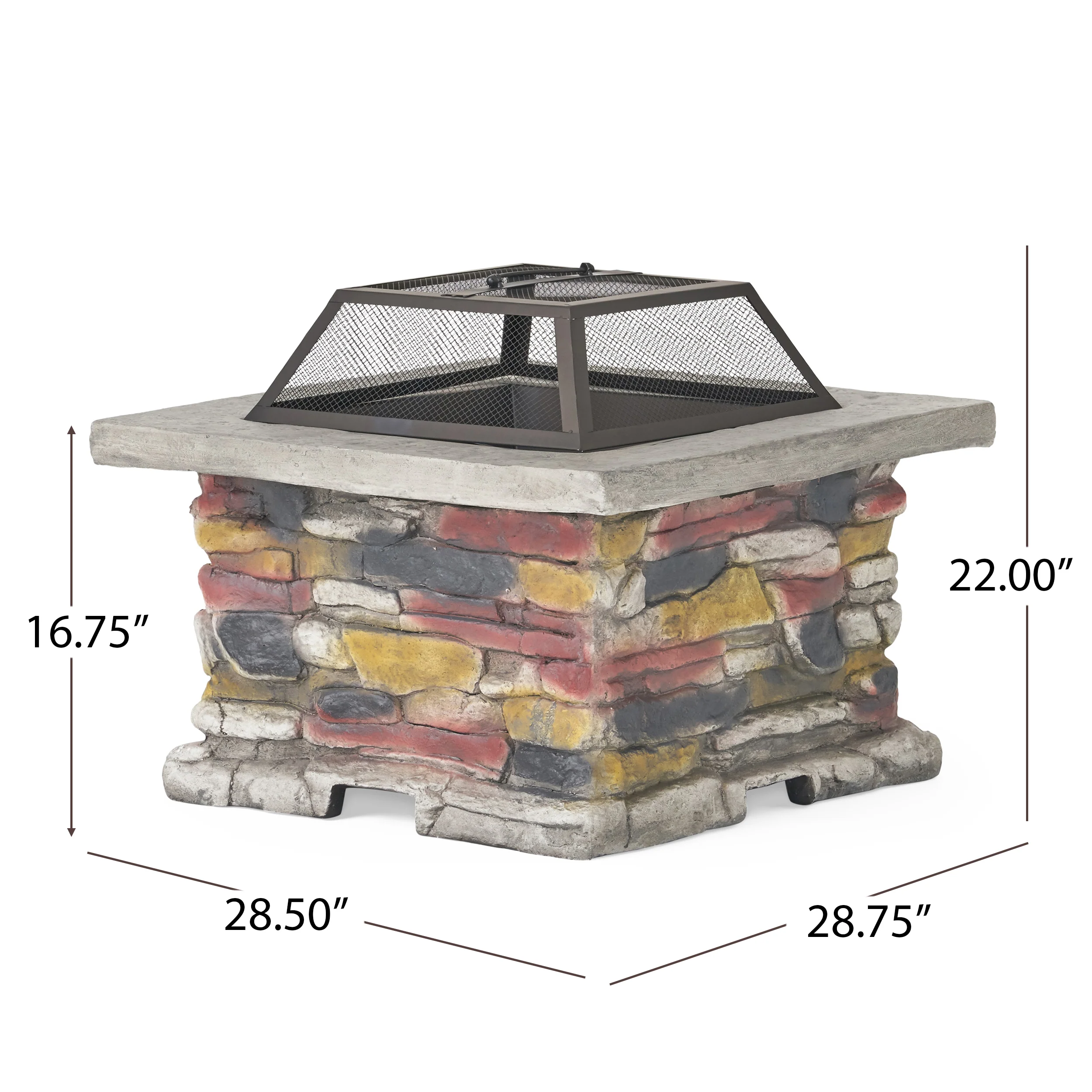 Tundra Square Natural Stone Finish Fire Pit - furnishings