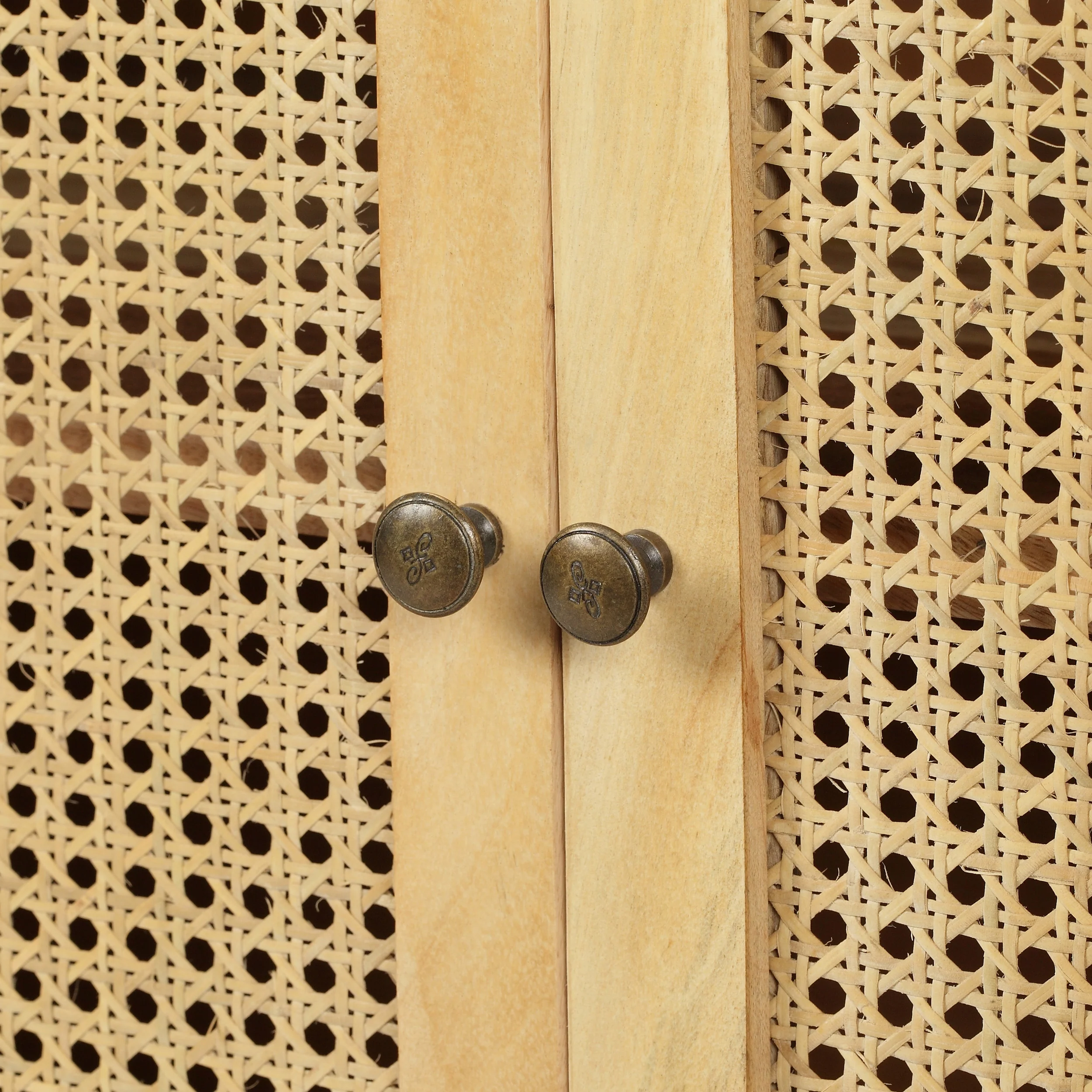 Viola Boho 2 Door Mango Wood Cabinet with Wicker Caning - furnishings