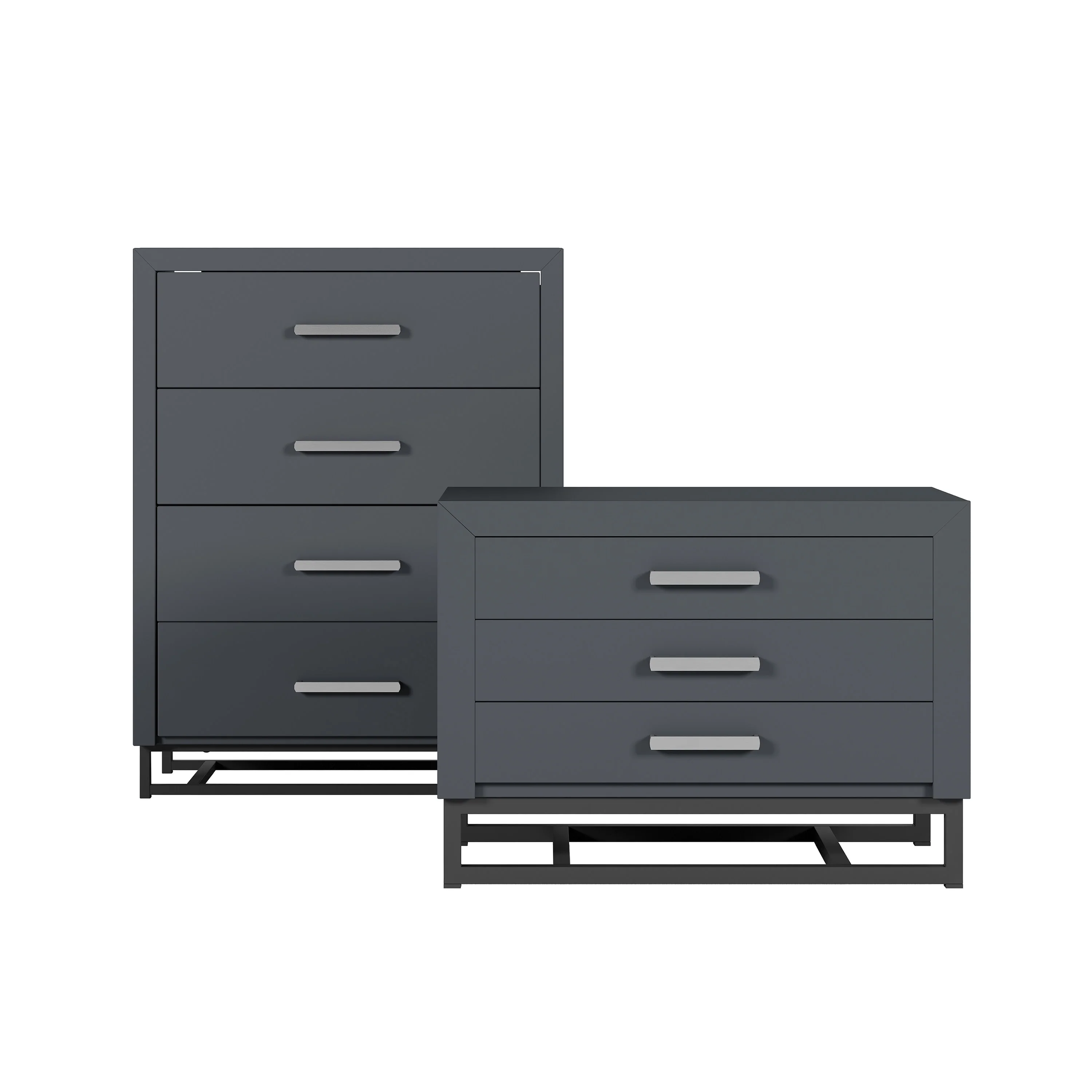 Borah Contemporary Faux Wood 2 Piece 4 Drawer Dresser and Nightstand Bedroom Set - furnishings