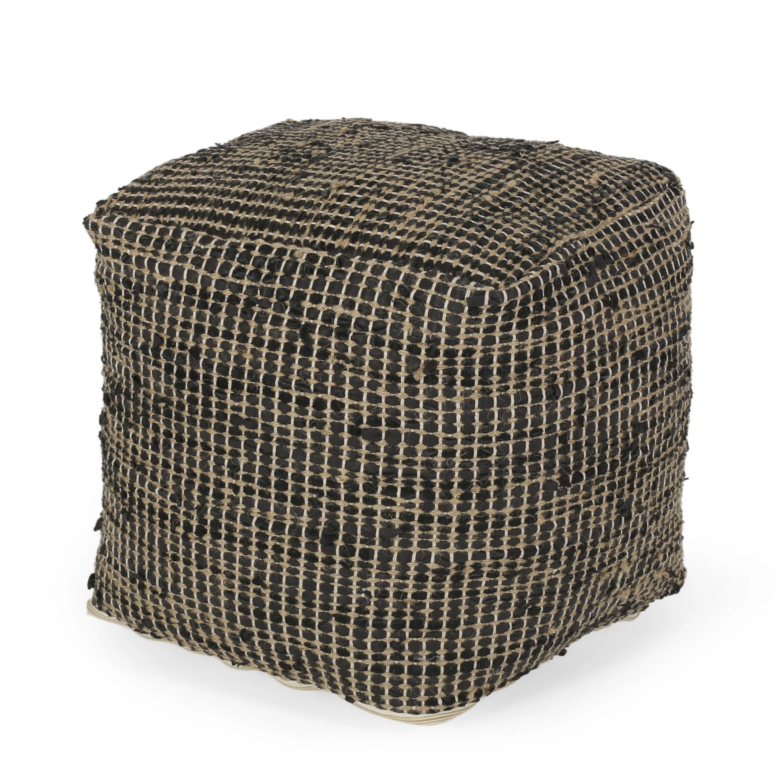 Glencoe Boho Handcrafted Fabric Cube Pouf - furnishings