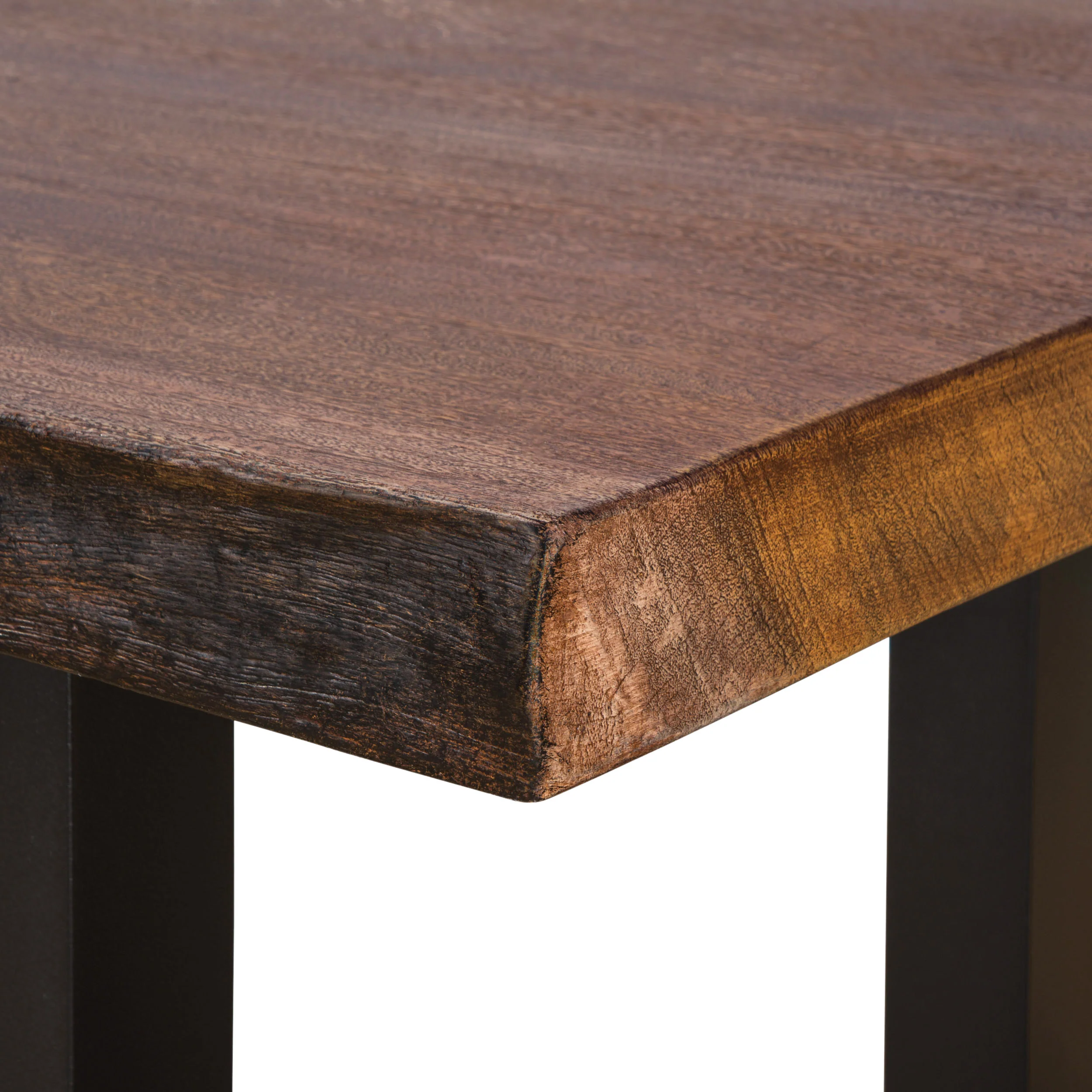 Ishtar Outdoor Faux Live Edge Teak Finish Lightweight Concrete Dining Bench - furnishings