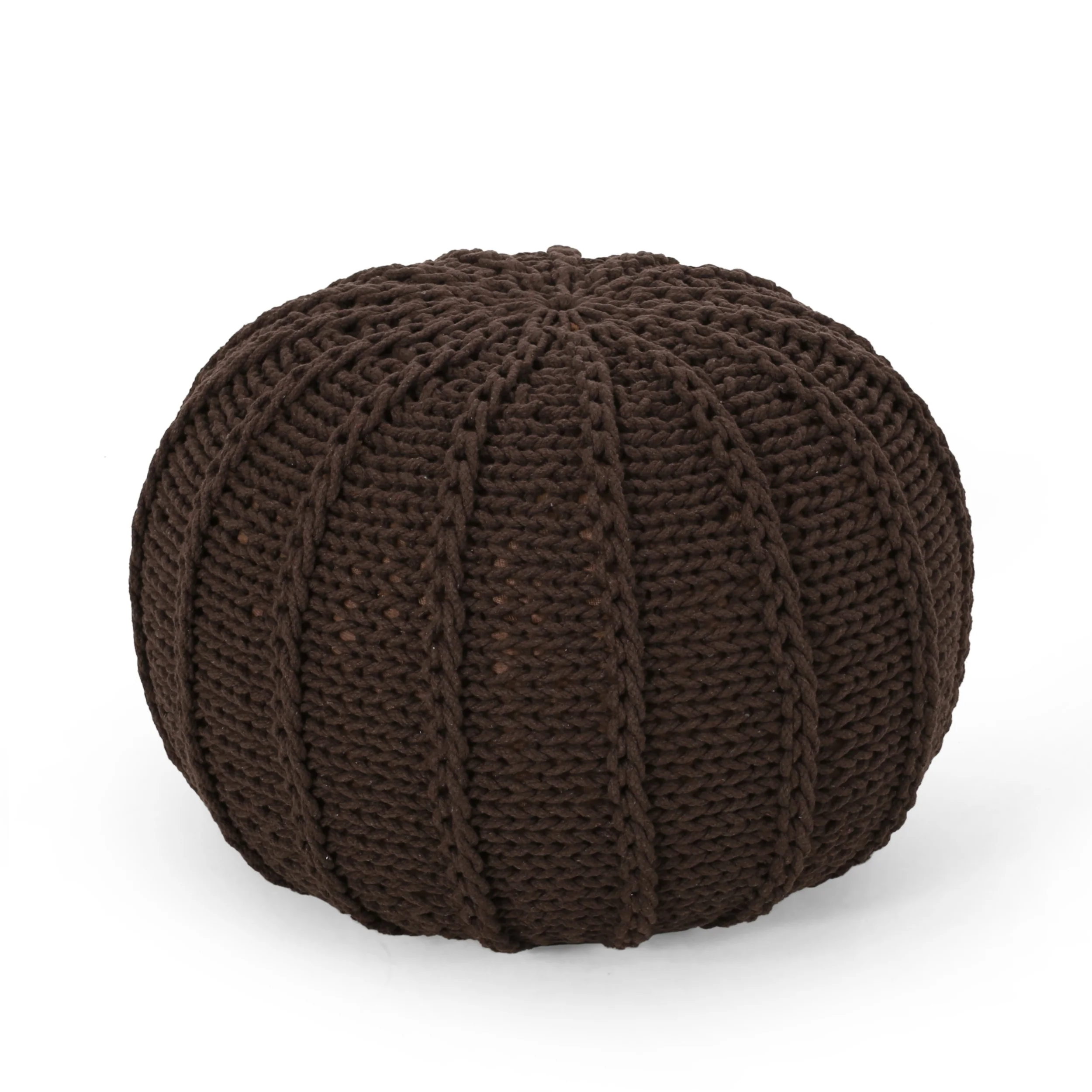 Agatha Modern Knitted Cotton Round Pouf - furnishings