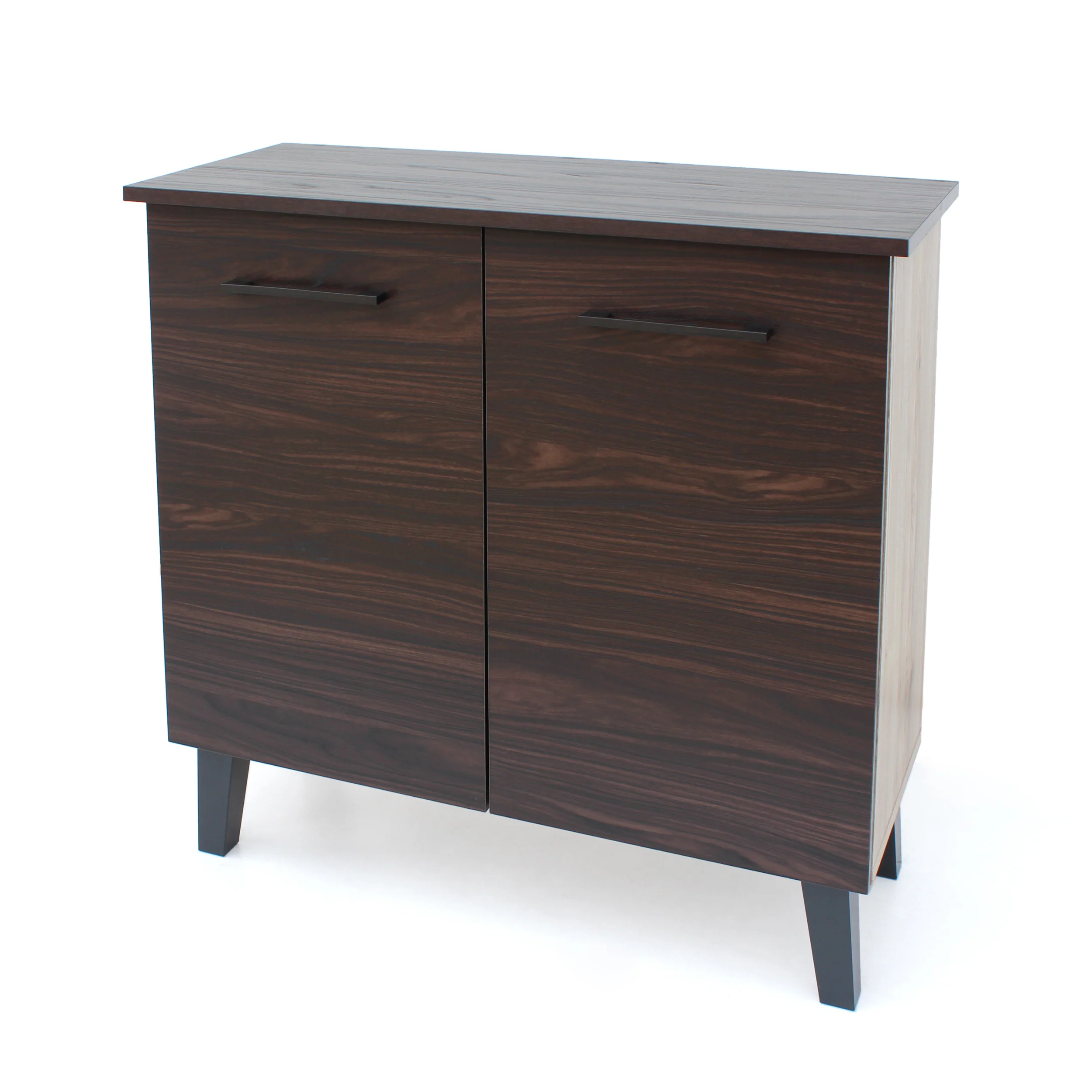 Willson Modern 3-Shelf Walnut Finished Faux Wood Cabinet with Oak Accent - furnishings