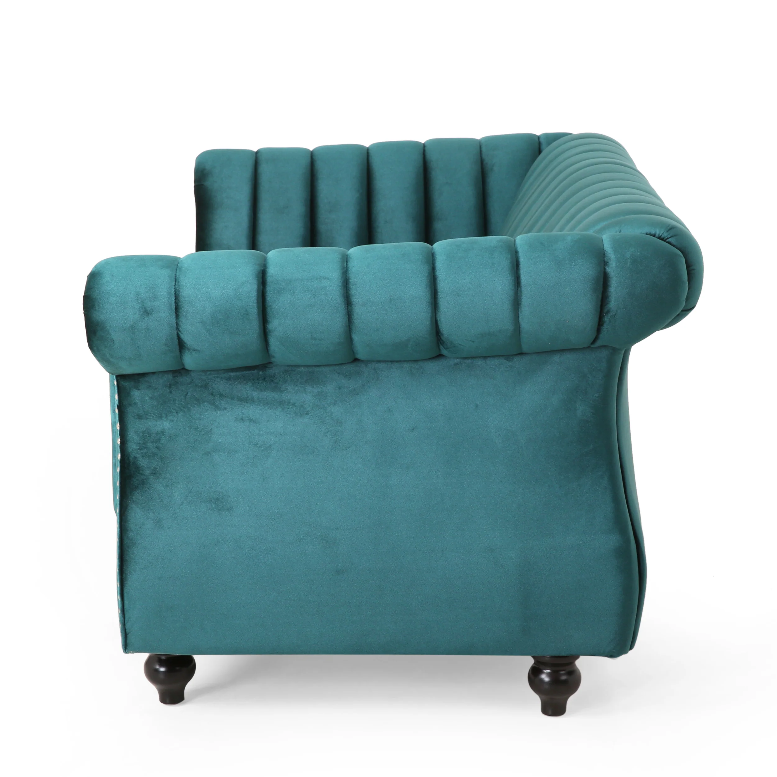 Bauman Modern Glam Channel Stitch Loveseat with Nailhead Trim - furnishings