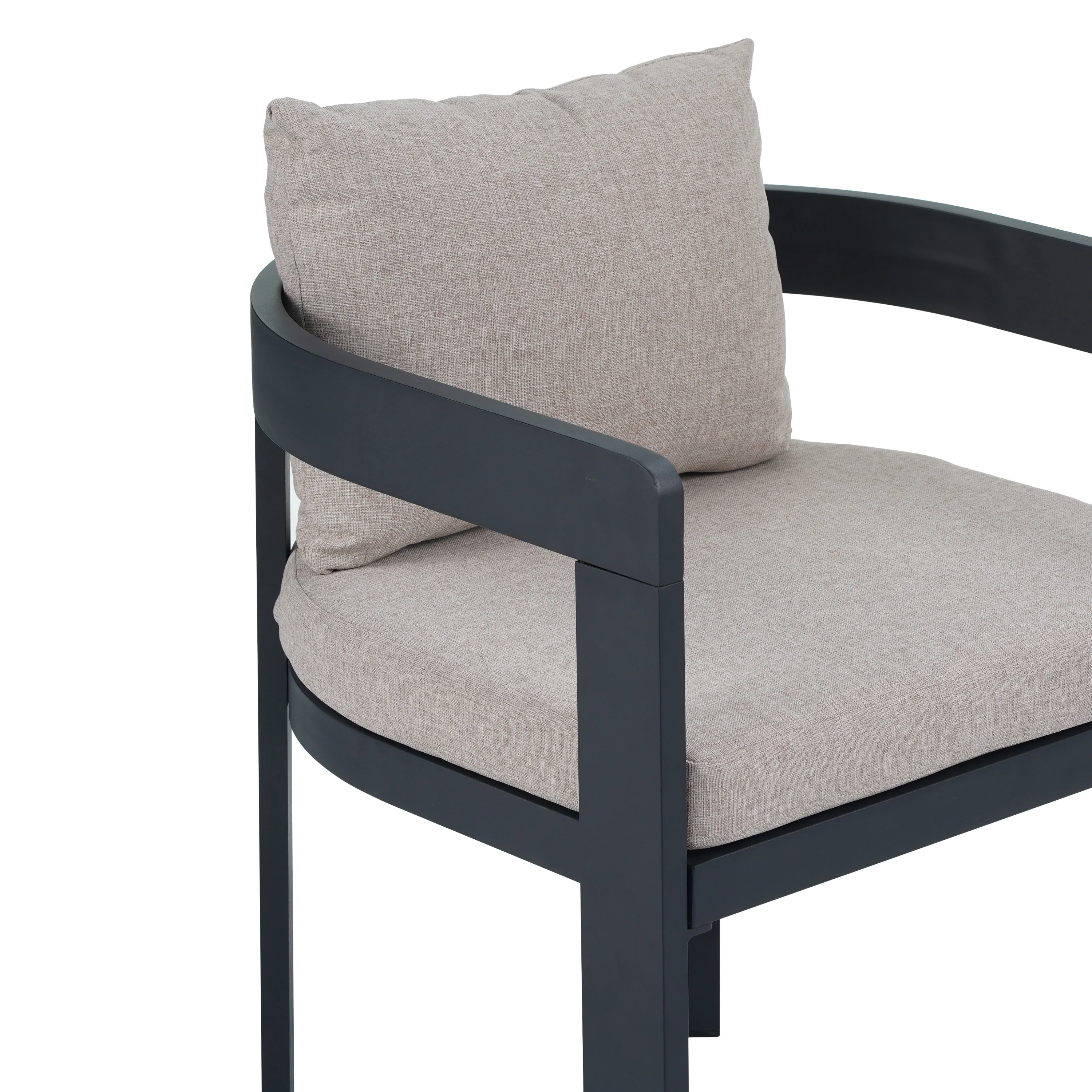 Olaly Modern Boucle Dining Chairs with Arms & Aluminum Frame - furnishings