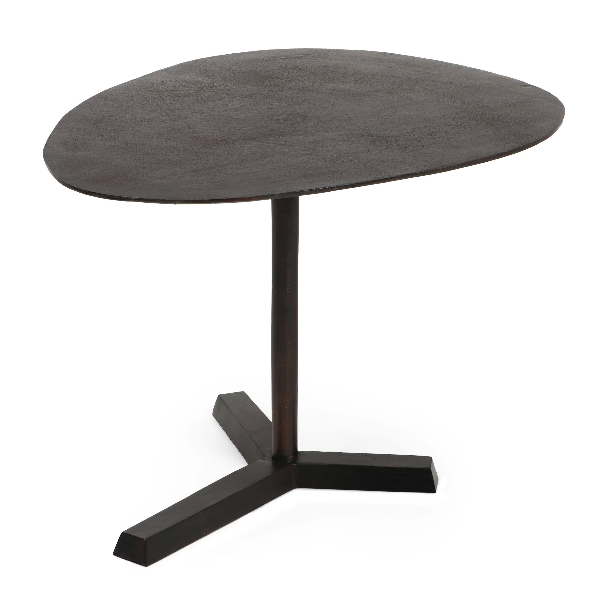 Forgey Industrial Handcrafted Aluminum Elliptical Side Table, Raw Bronze - furnishings