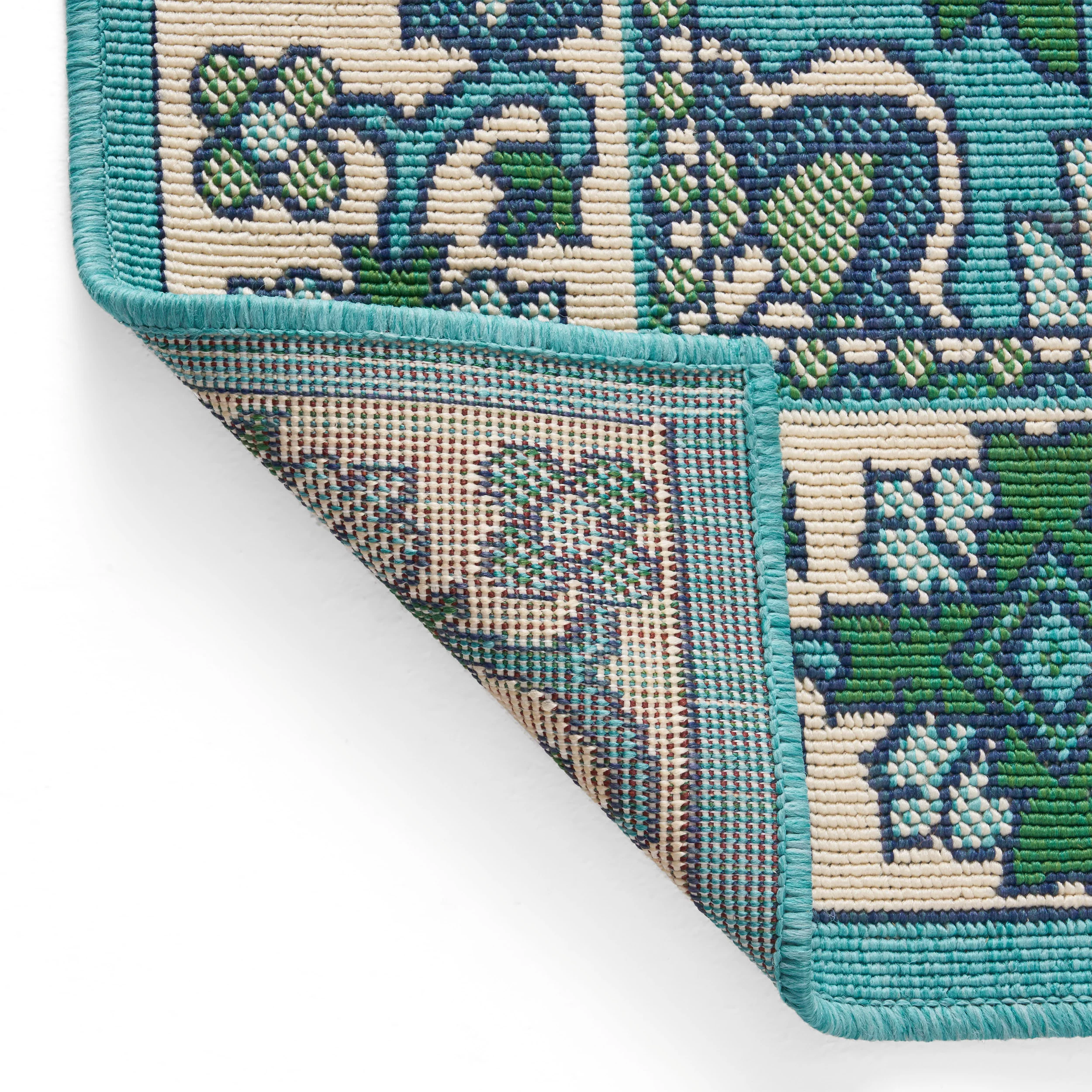 Halston Outdoor Oriental Area Rug, Ivory and Blue - furnishings