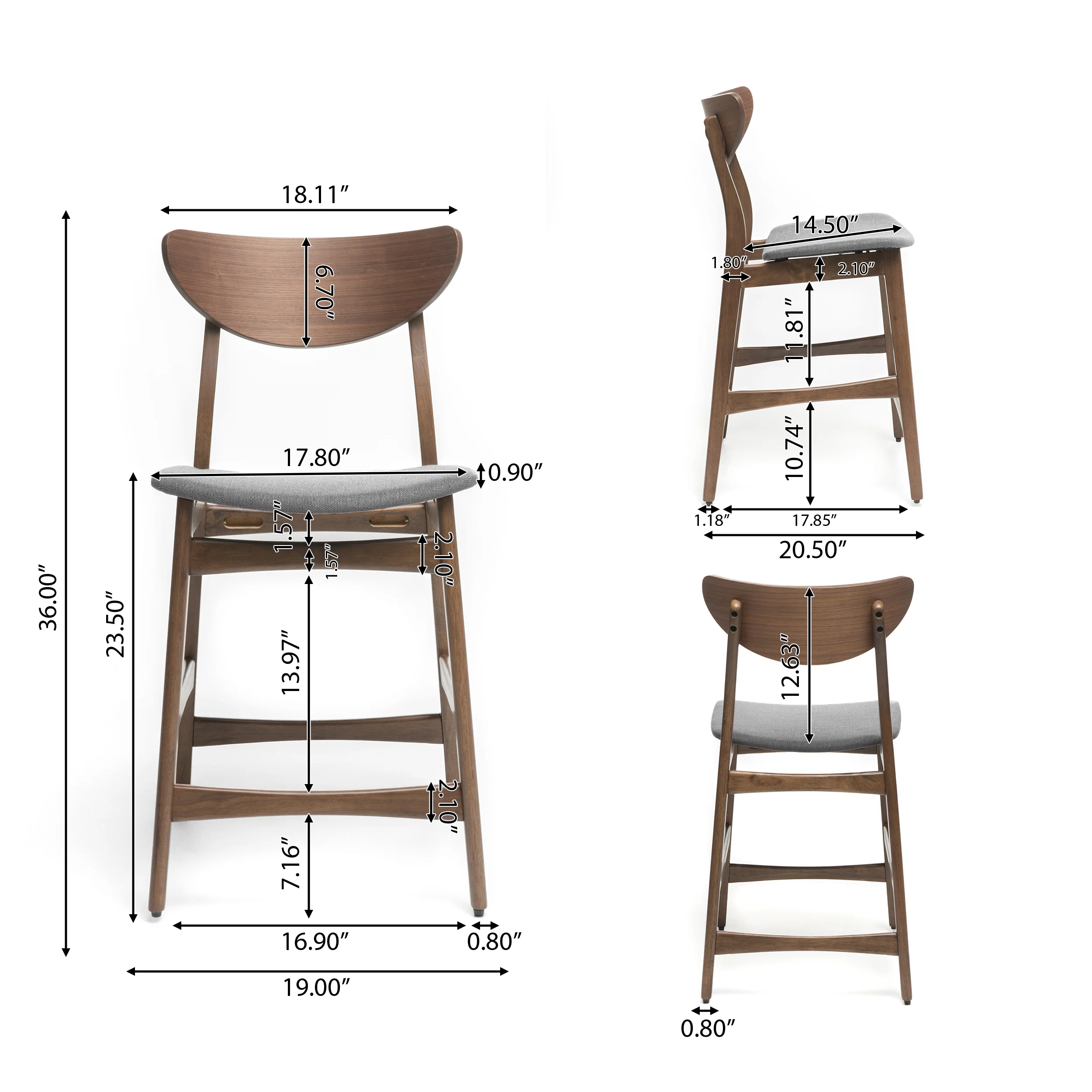 Helen Dark Fabric/ Wood Finish Counter Height Dining Set - furnishings