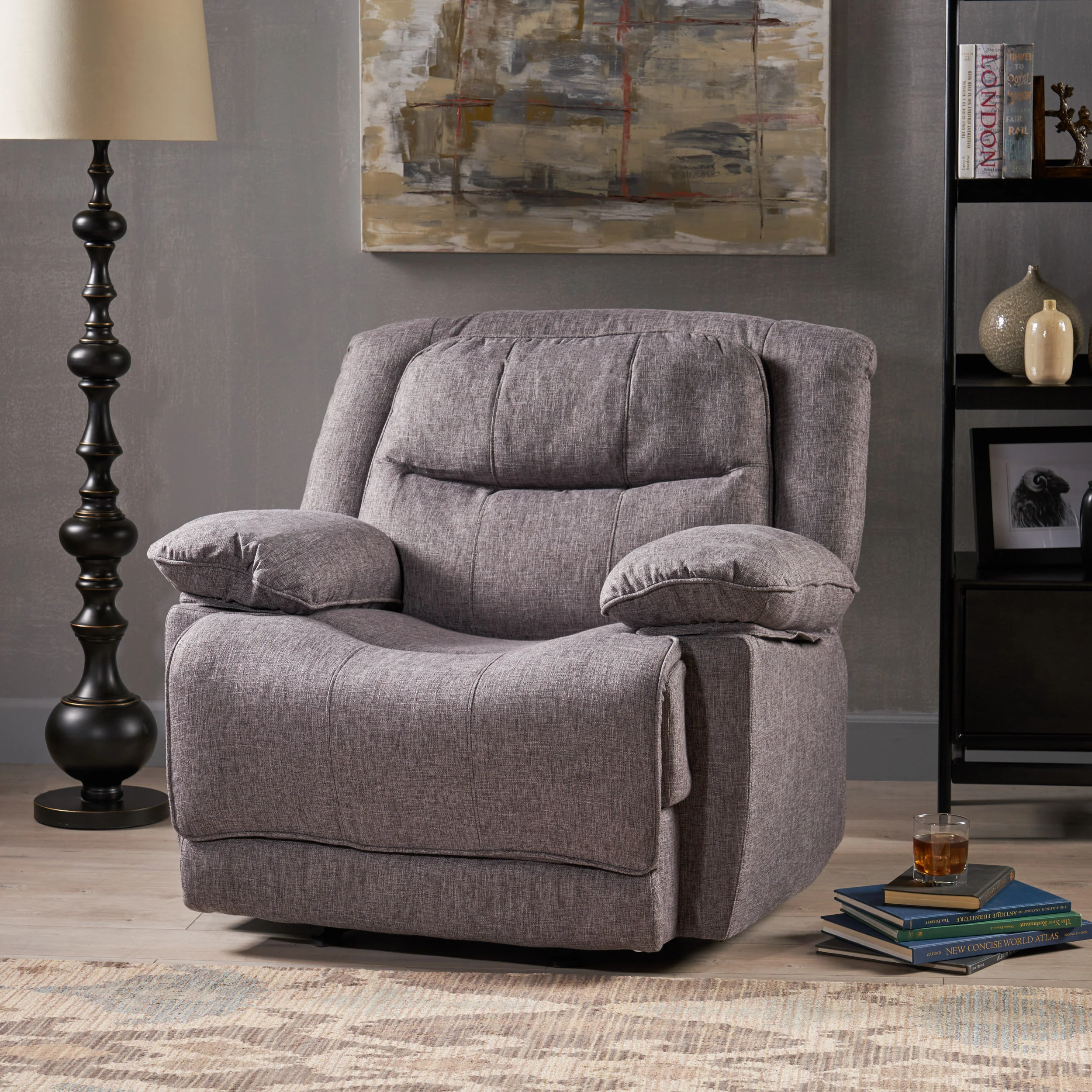 Antoinette Contemporary Pillow-Tufted Upholstered Fabric Glider Recliner - furnishings