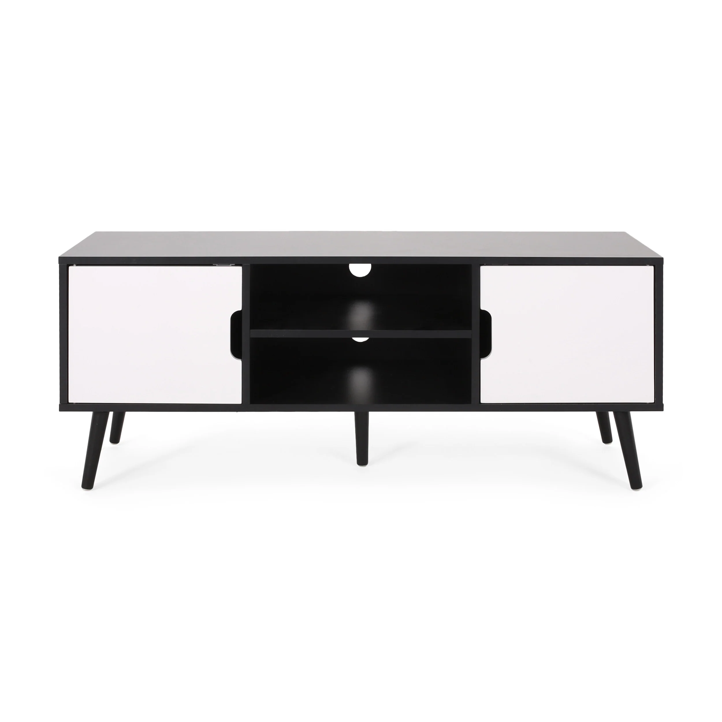 Aaditya Mid Century Modern 2 Cabinets & Shelves TV Stand - furnishings