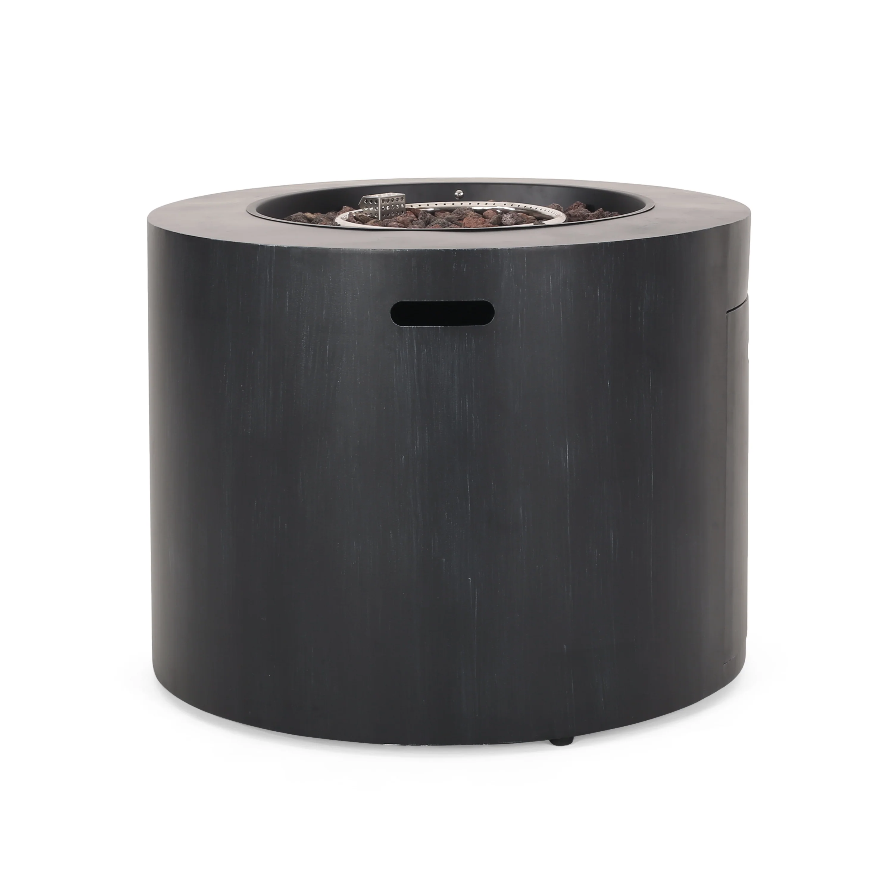 Jasmine Outdoor 40,000 BTU Circular Fire Pit, Brushed Black - furnishings