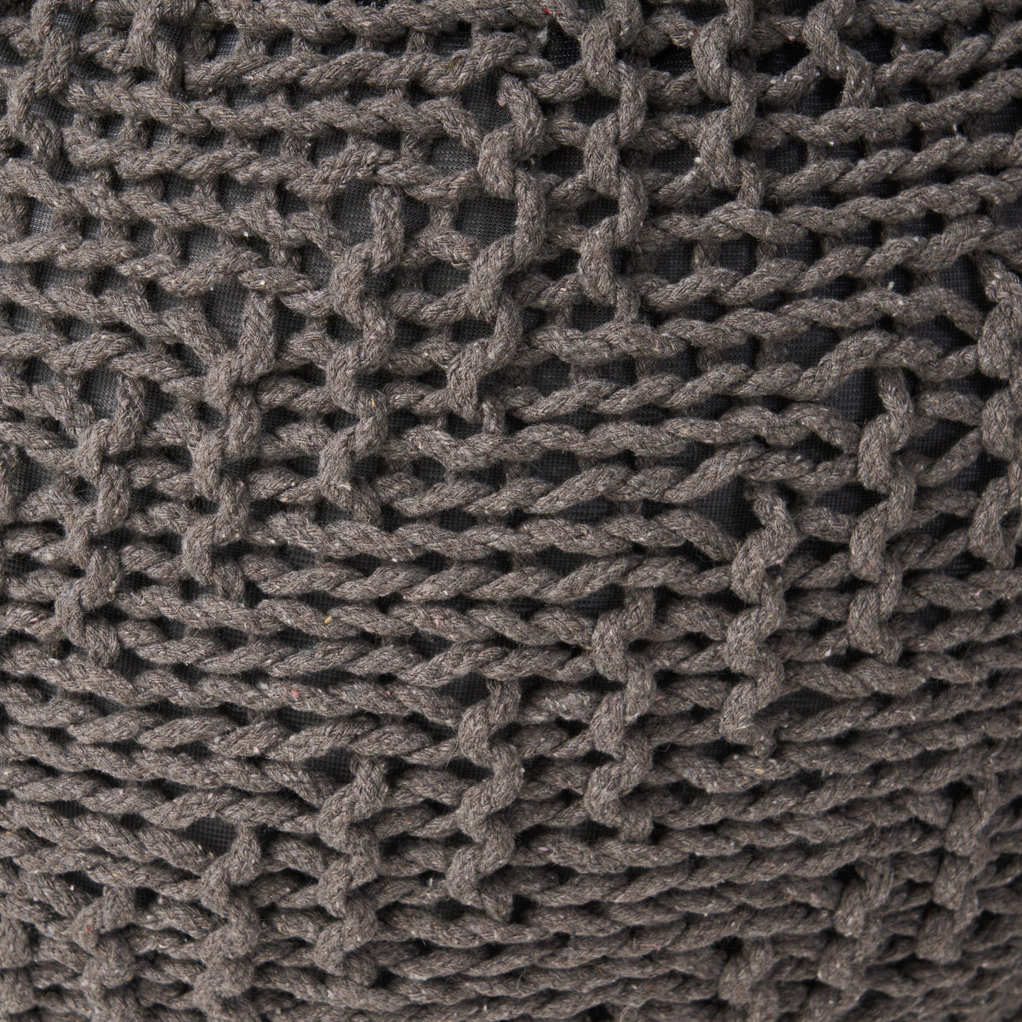 Flovilla Modern Knitted Cotton Round Pouf - furnishings