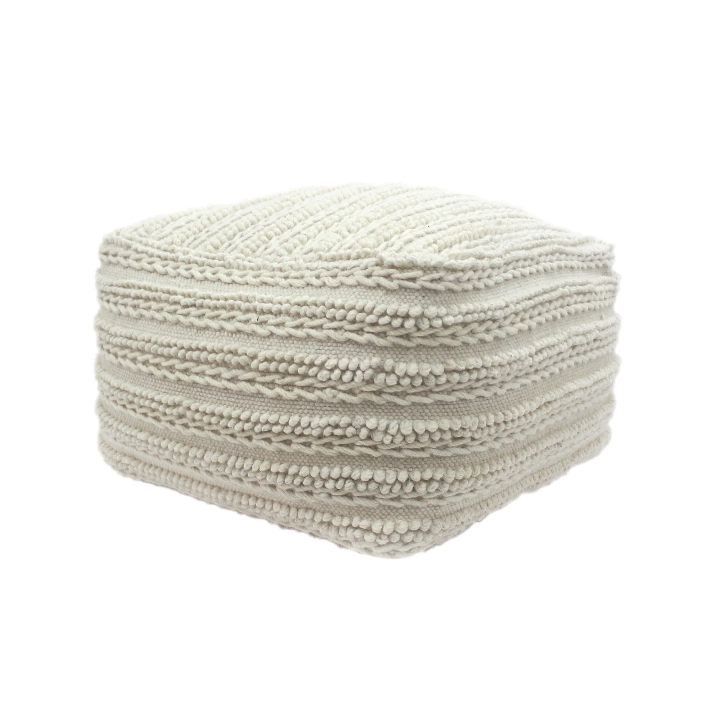 Marcia Boho Handcrafted Large Fabric Square Pouf - furnishings