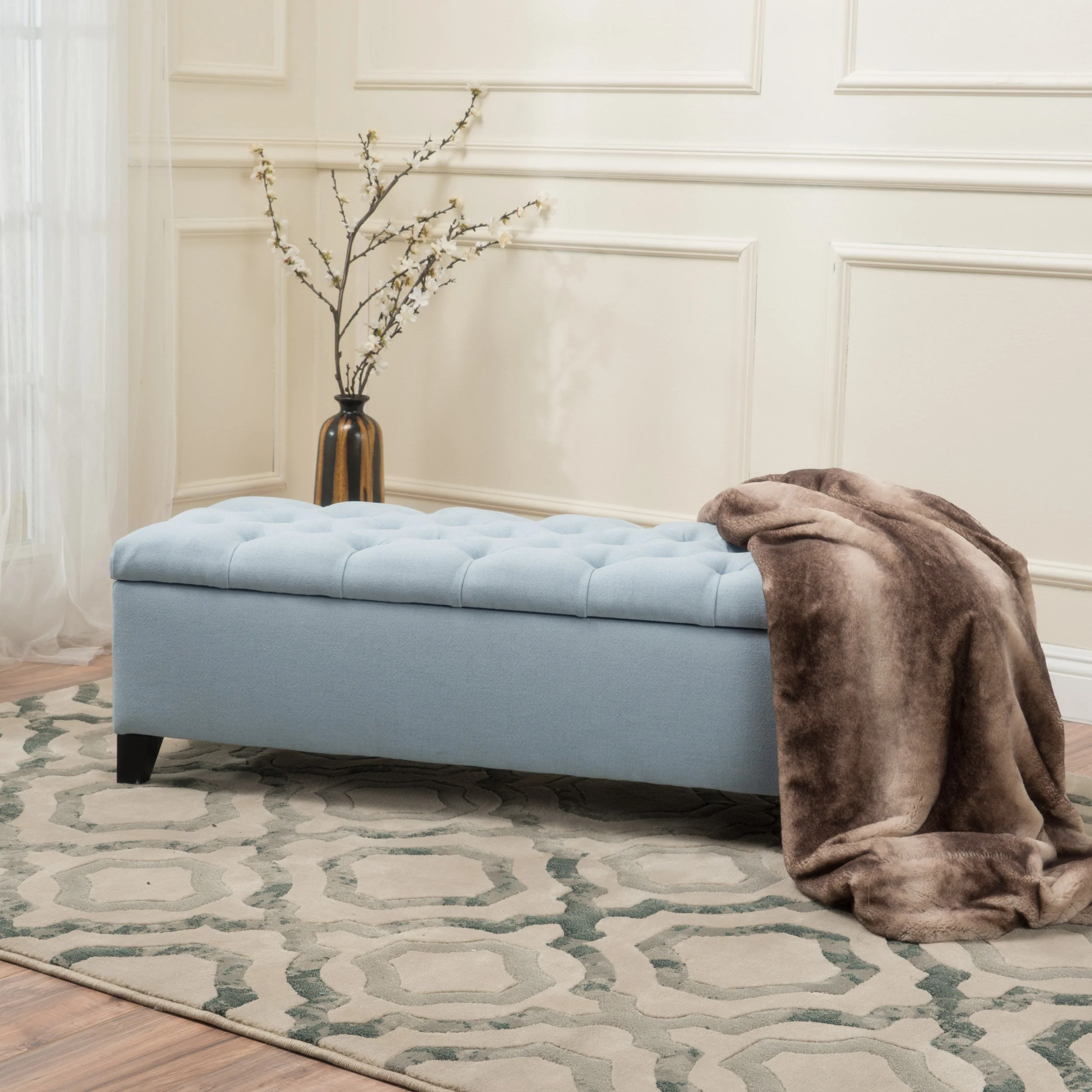 Molle Contemporary Button-Tufted Fabric Storage Ottoman Bench - furnishings
