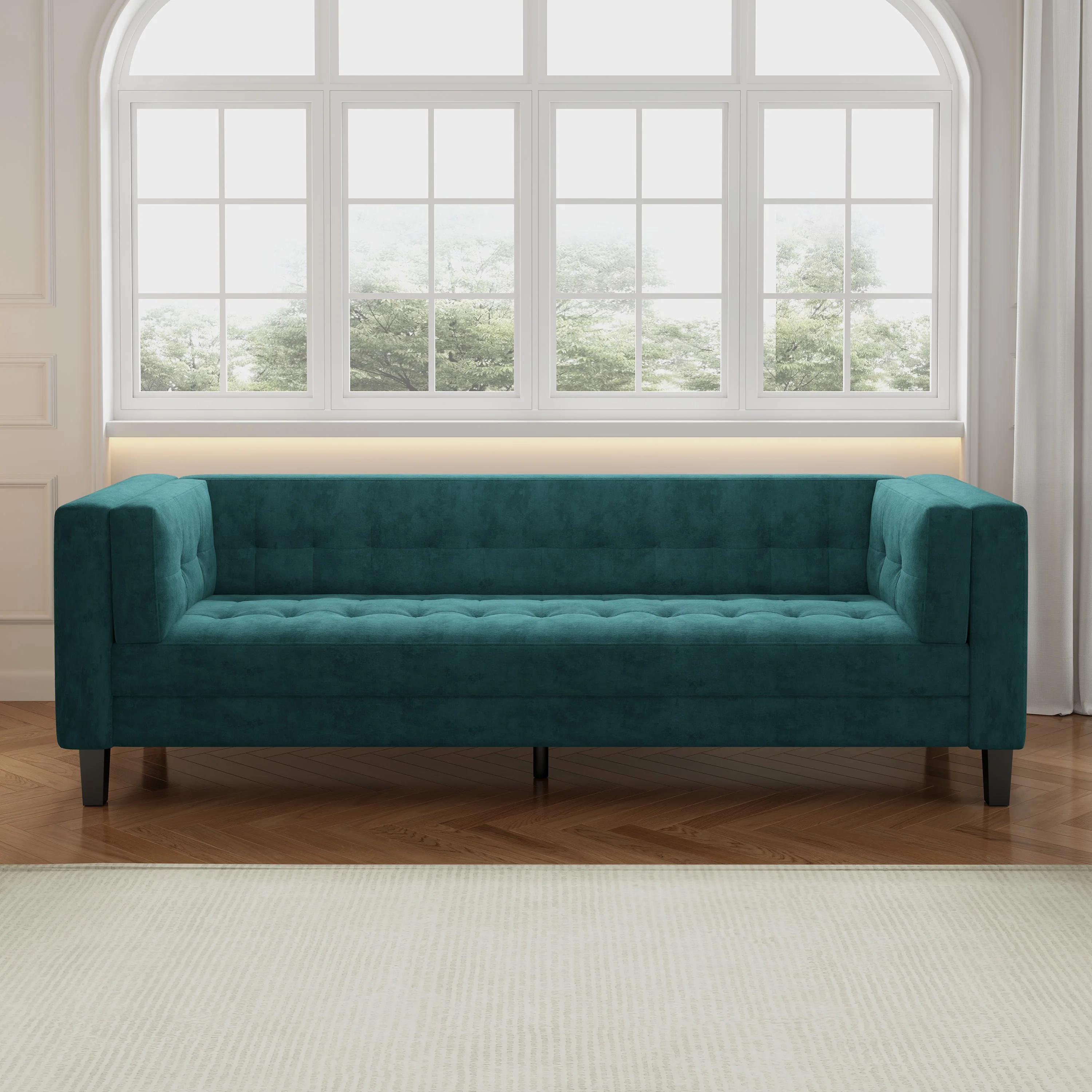 Sororia Velvet 3-Seater Low Profile Sofa - furnishings