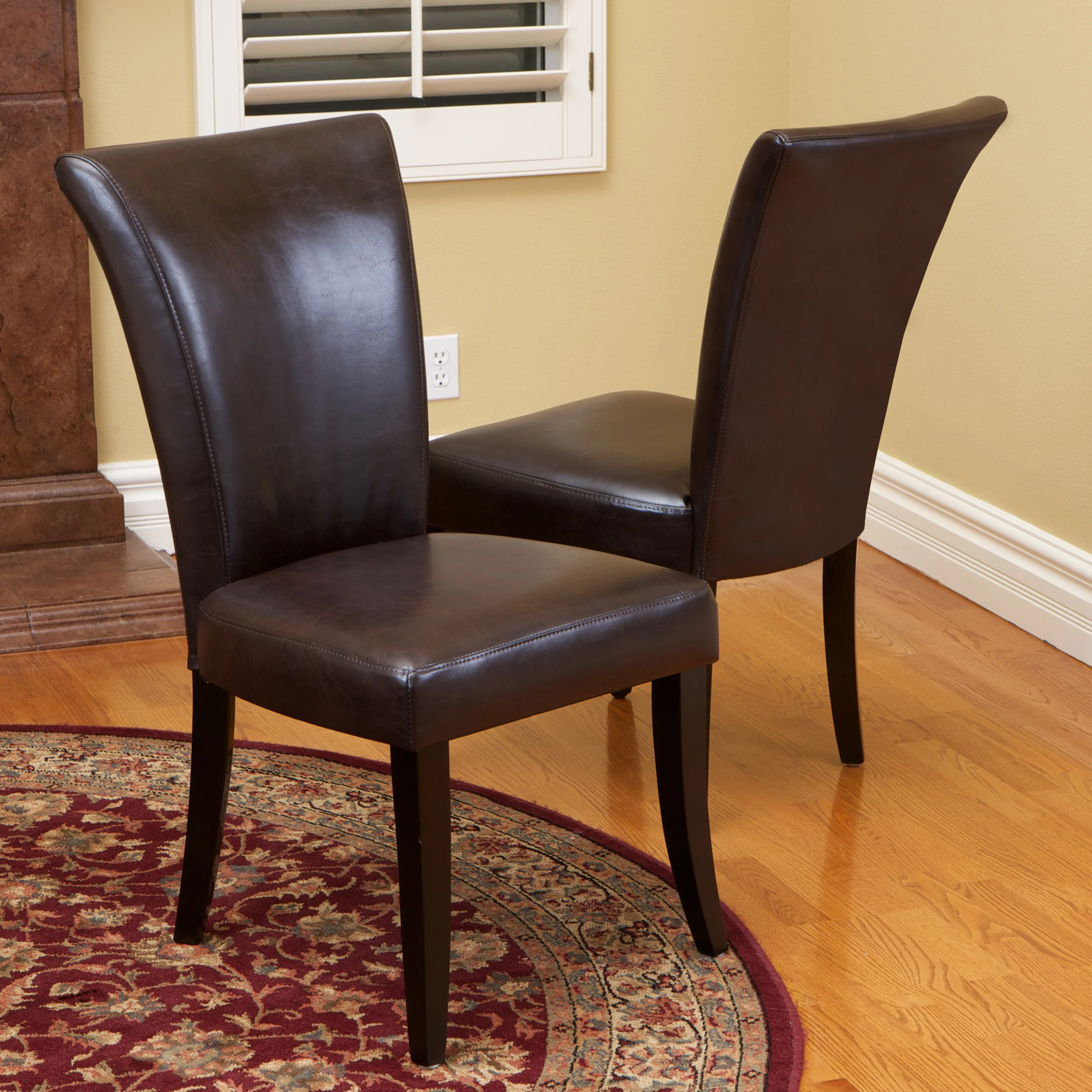 Monroe  Brown Leather Dining Chairs (Set of 2) - furnishings