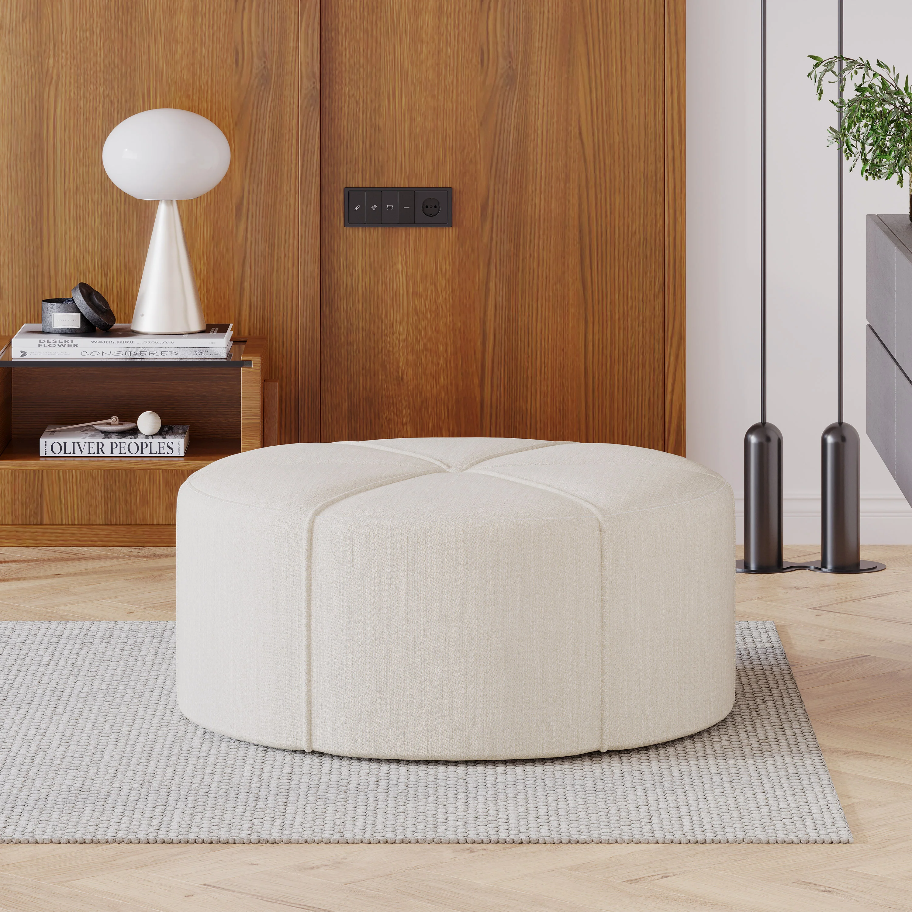 Gowen Fabric Upholstered Round Ottoman - furnishings