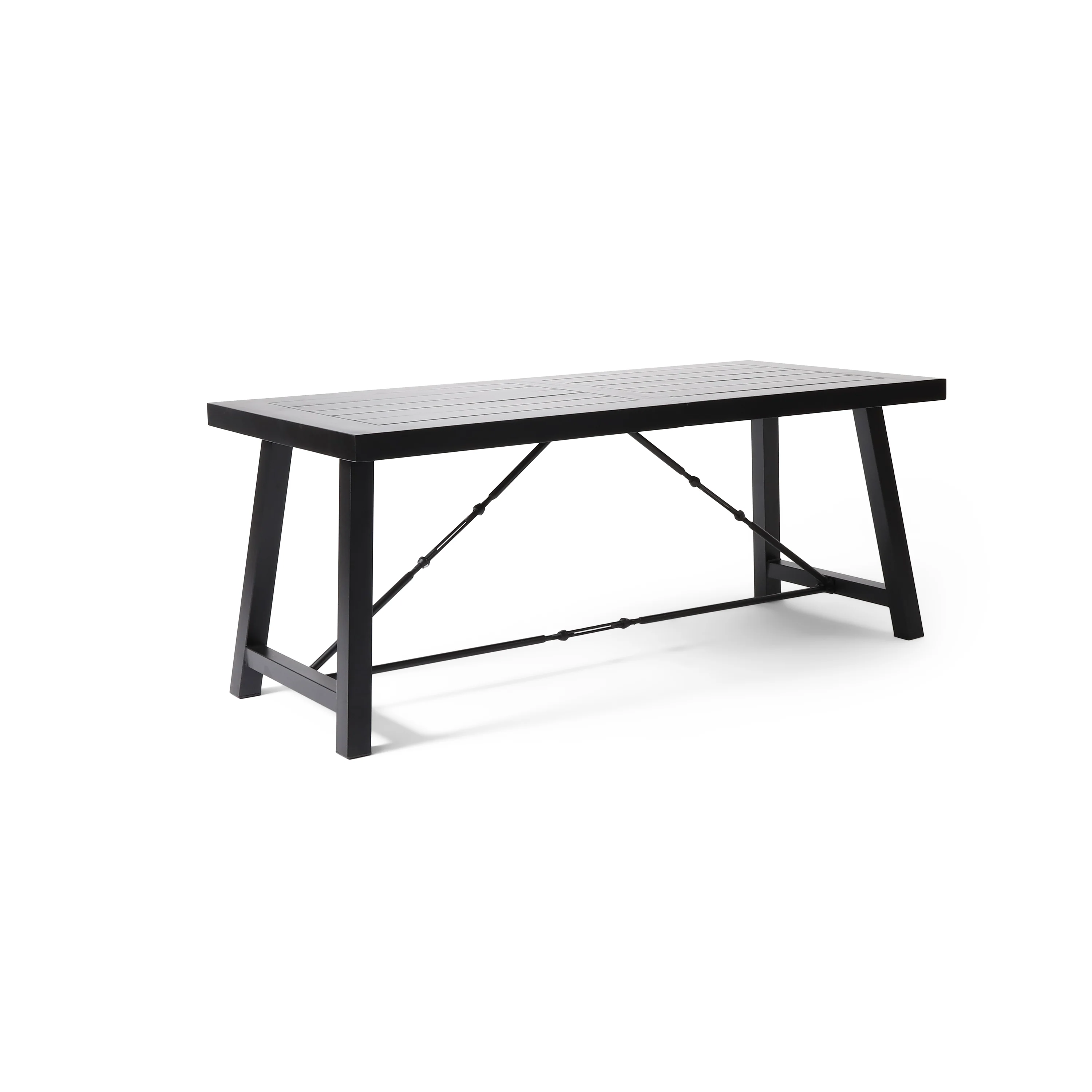 Southview Contemporary Iron and Wood 7 Piece Dining Table, Black - furnishings