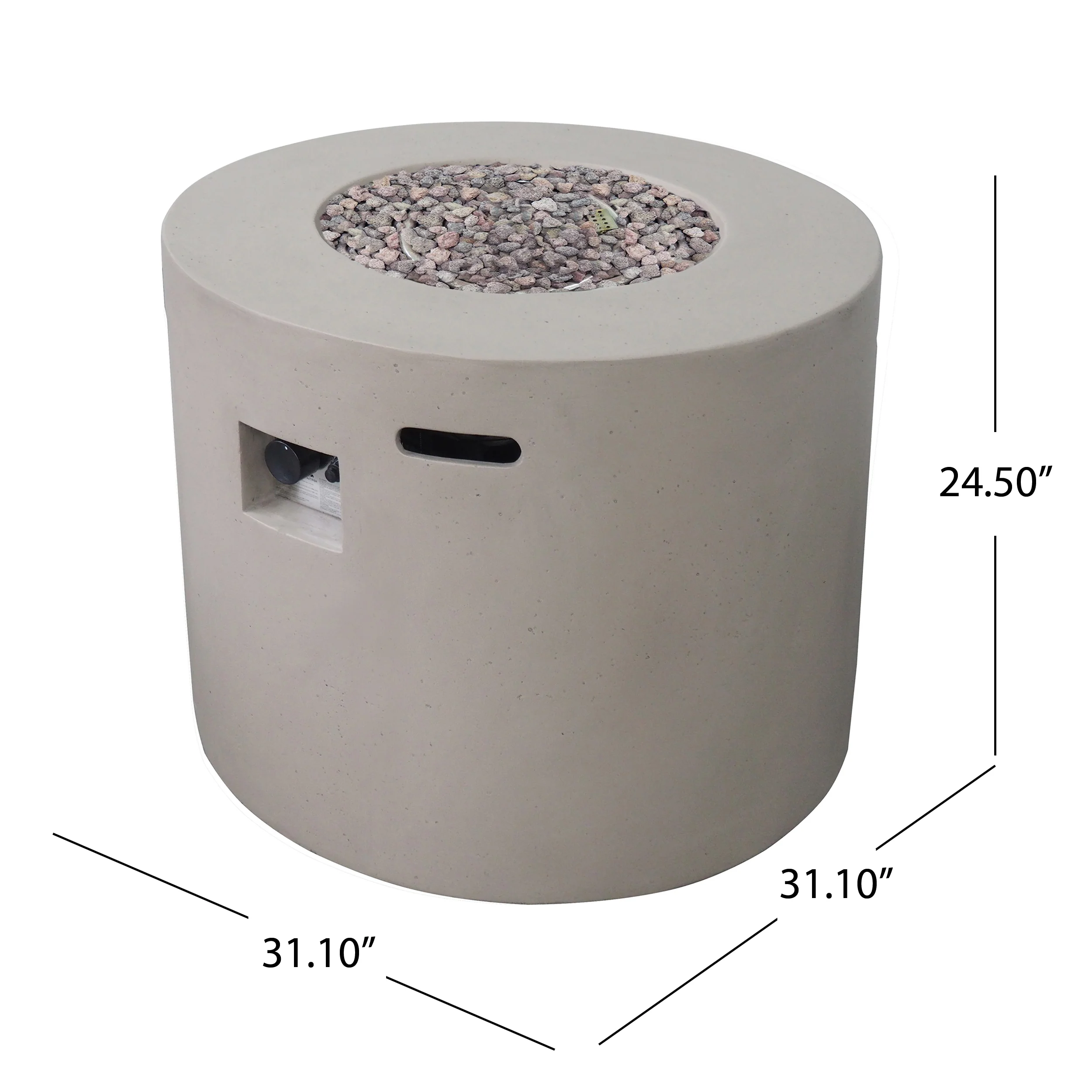 Leo Outdoor 31-inch Round Light Weight Concrete Gas Burning Fire Pit - furnishings
