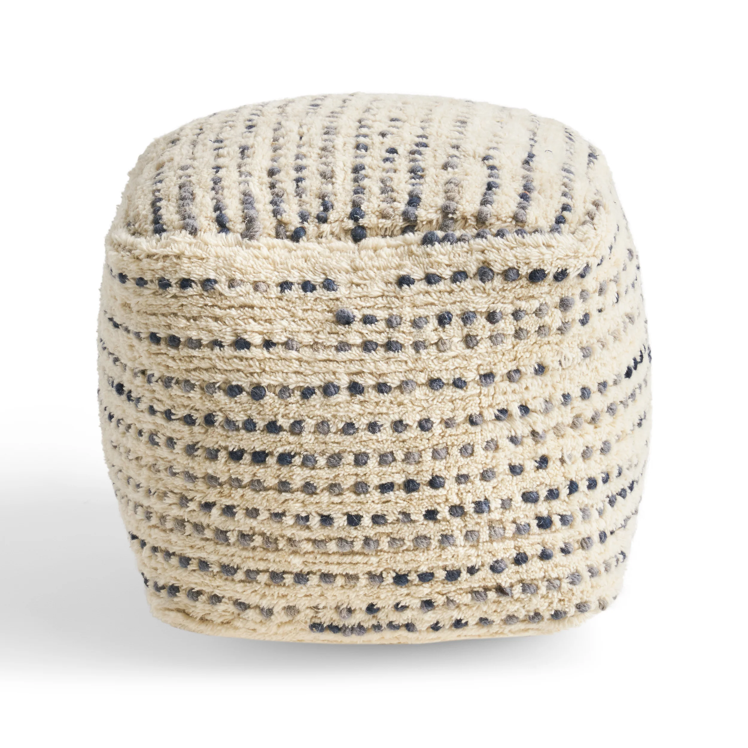 Ewelina Boho Wool and Cotton Ottoman Pouf - furnishings