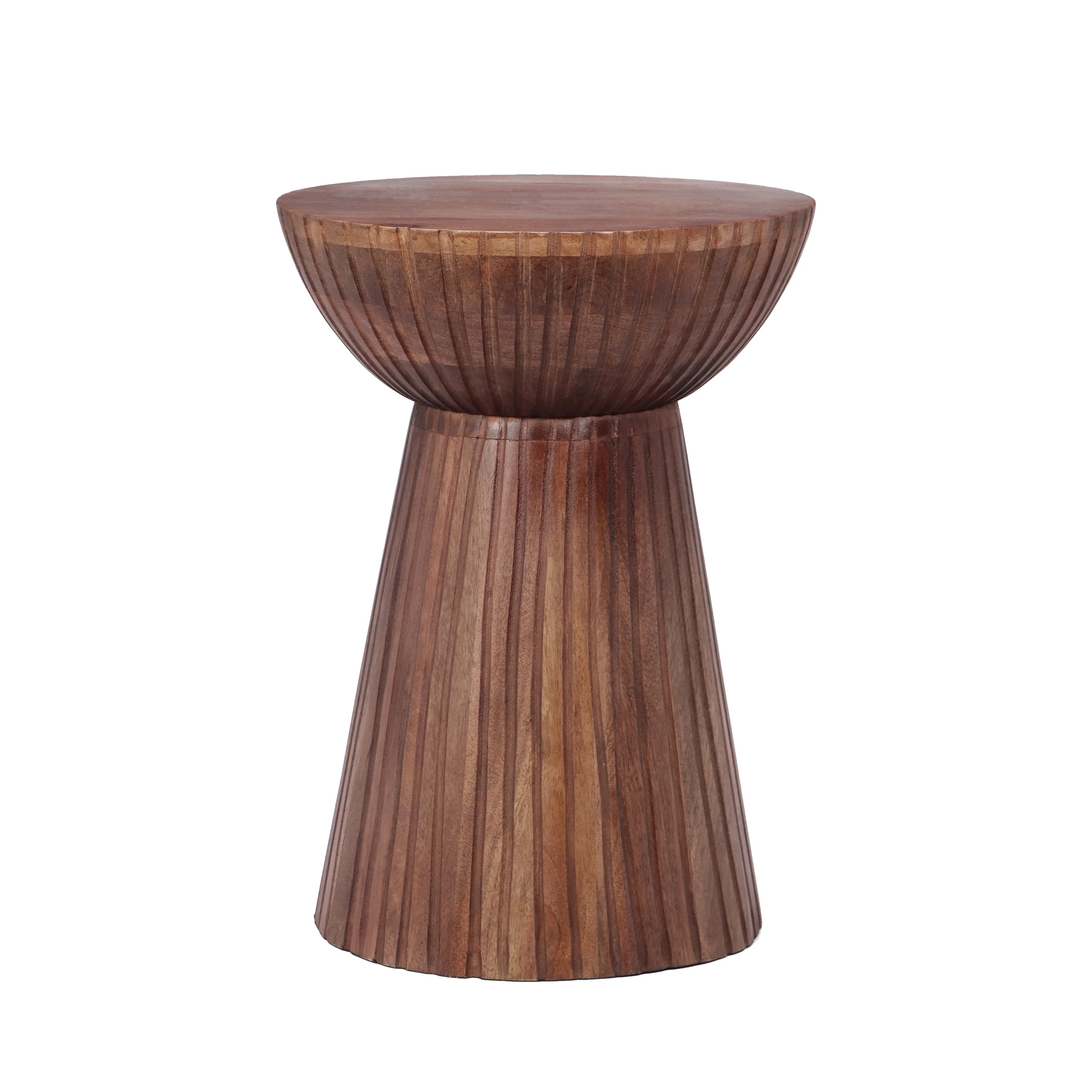 Elowen Round Pedestal Mango Wood Side End Table - furnishings