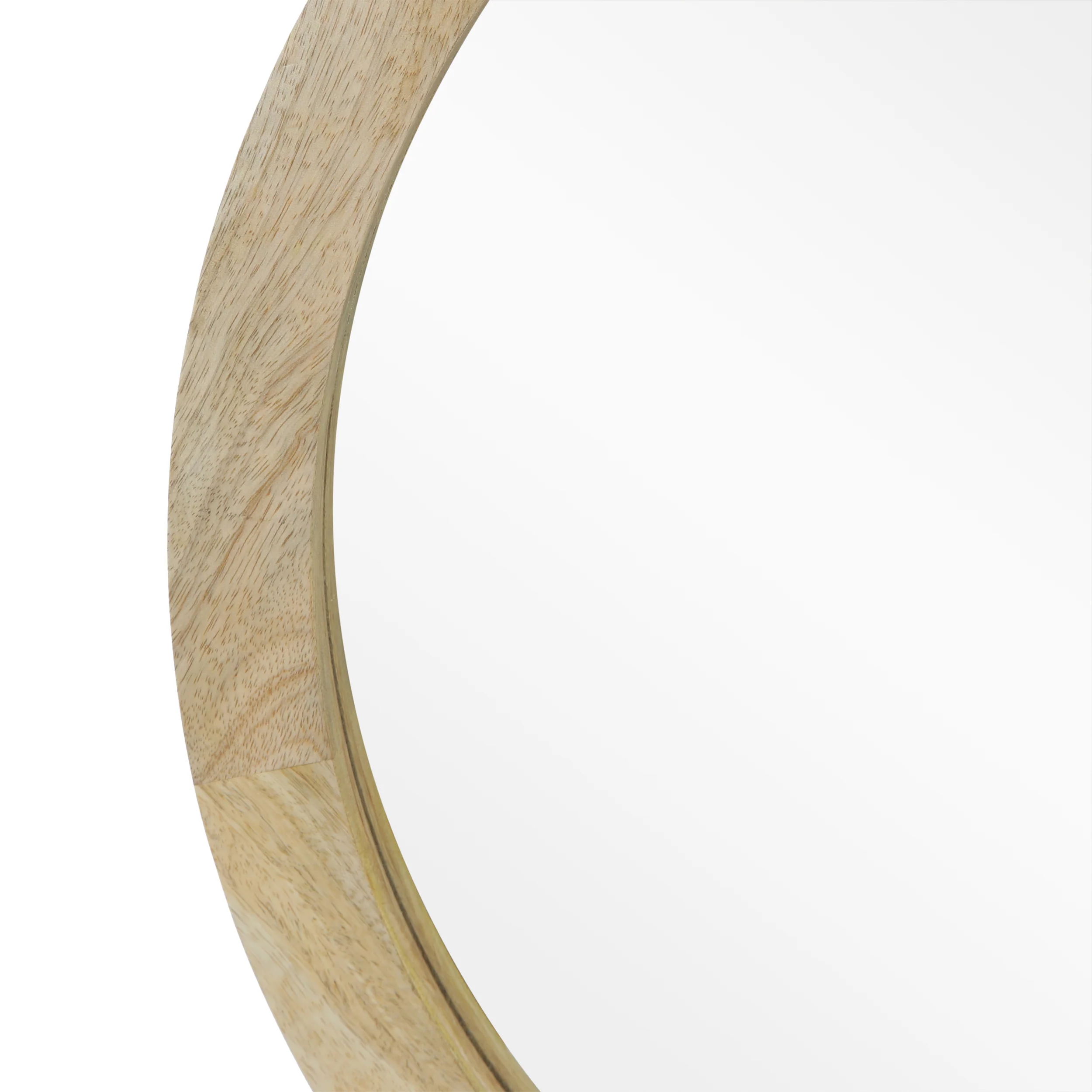 Heather Modern Round Mirror with Mango Wood Frame - furnishings