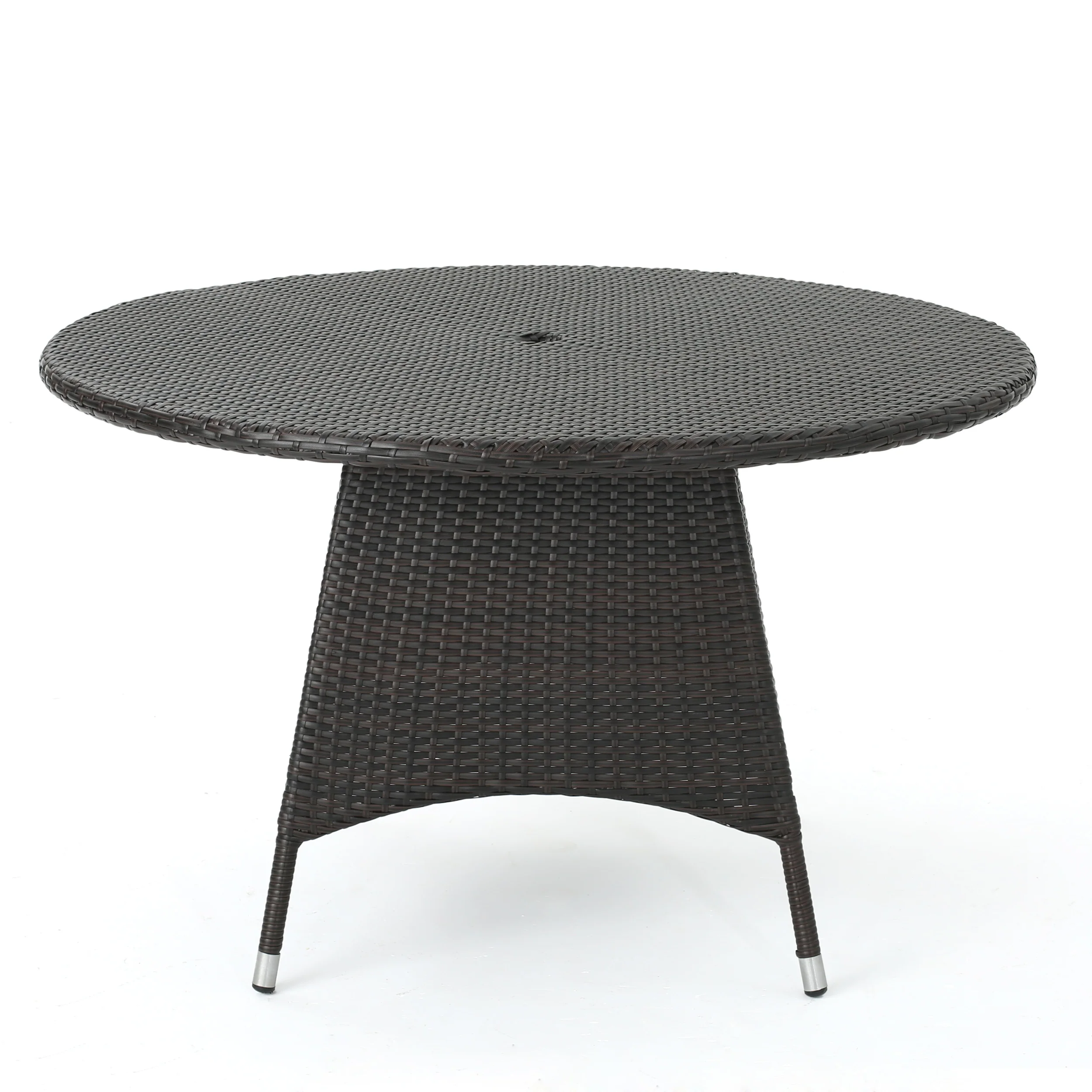 Isco Outdoor 5 Piece Multi-brown Wicker Circular Dining Set - furnishings