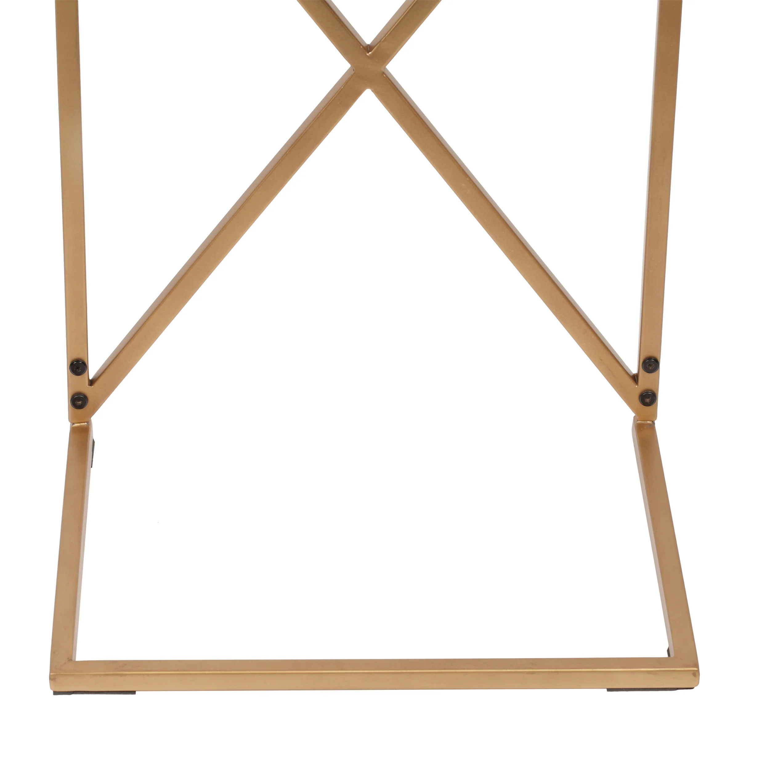 Darke Rustic Glam Handcrafted Acacia Wood C-Shaped Side Table, Dark Brown and Gold - furnishings