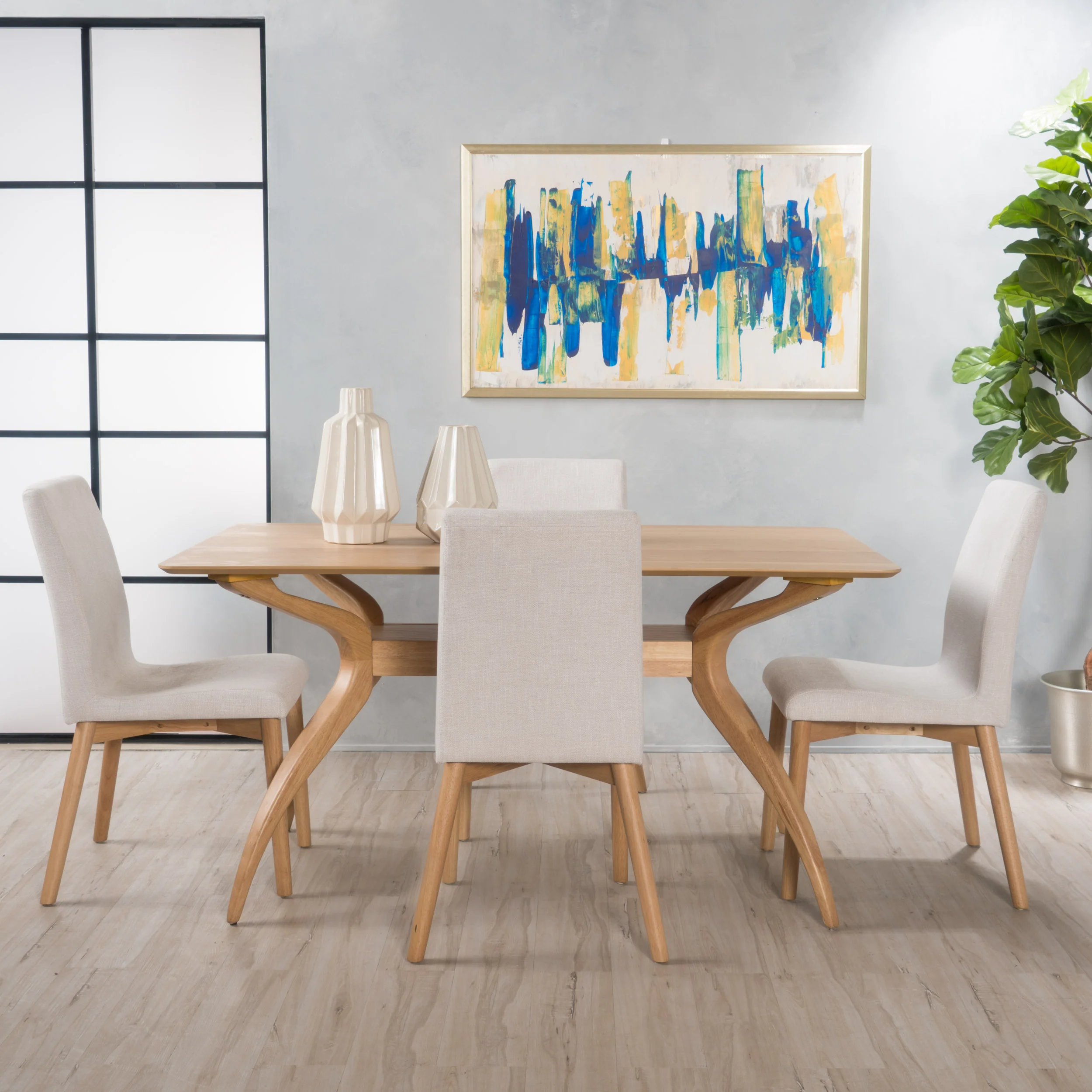 Katherine Mid-Century Modern 5 Piece Dining Set - furnishings