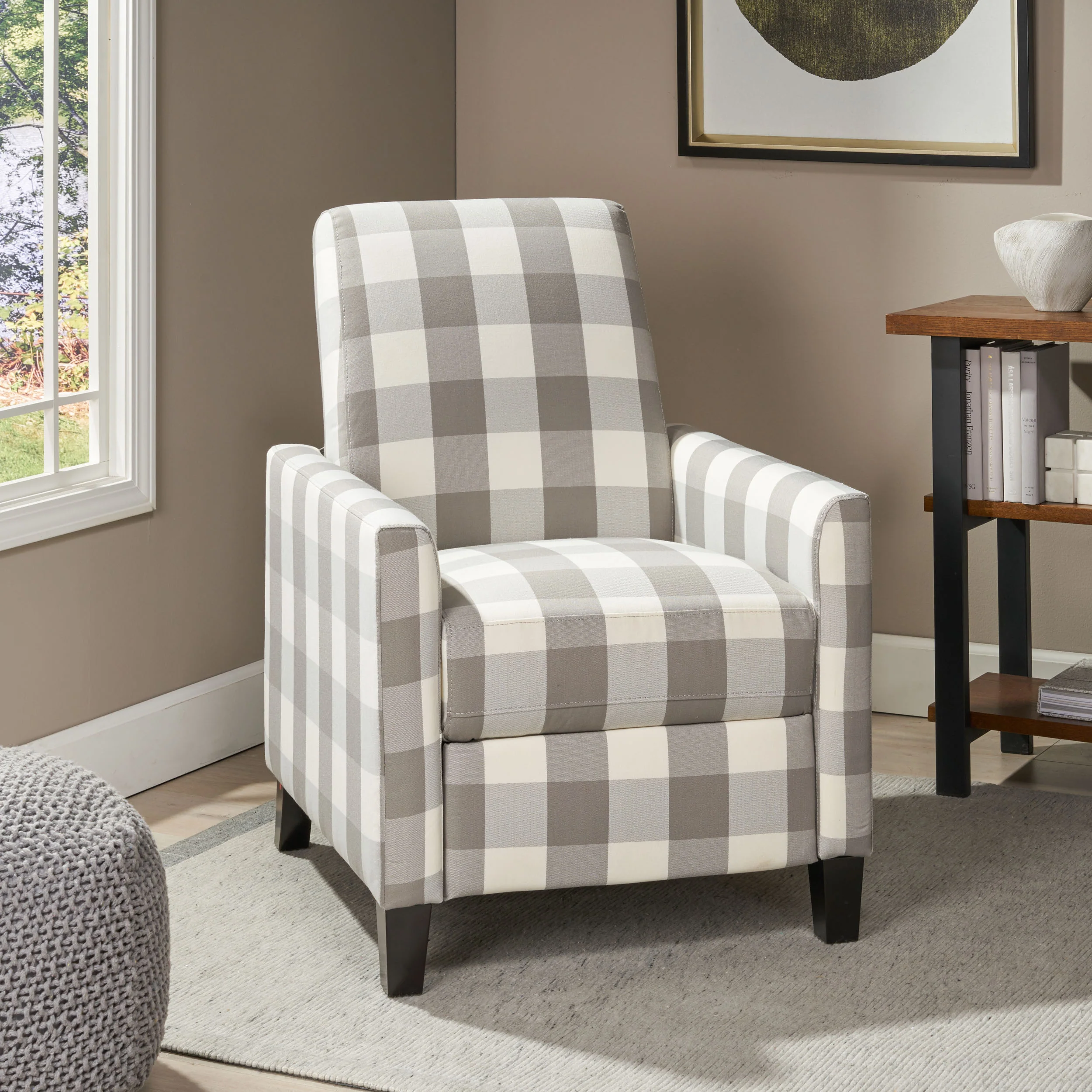 Nayan Contemporary Fabric Upholstered Push Back Recliner - furnishings