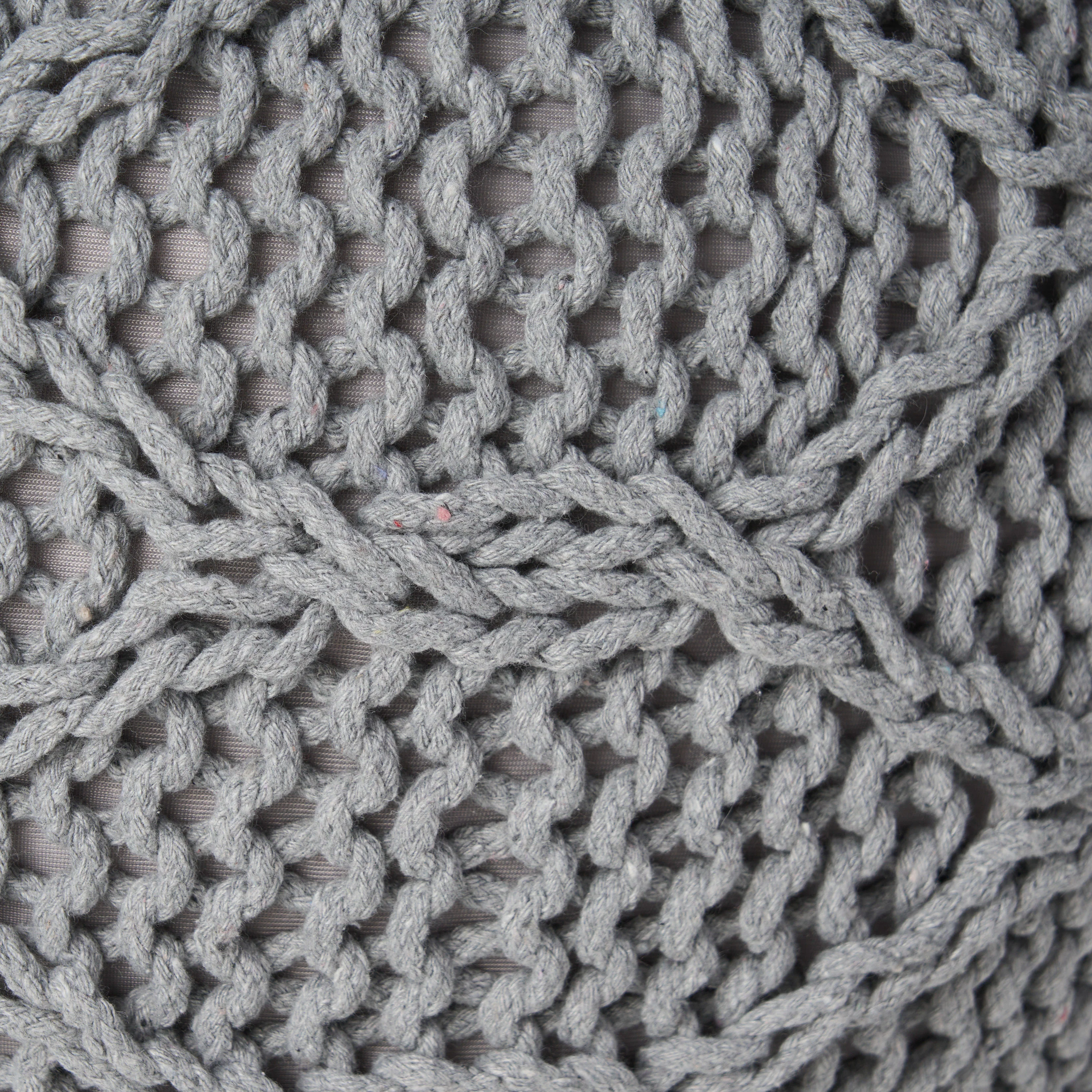 Woodbine Modern Knitted Cotton Round Pouf - furnishings