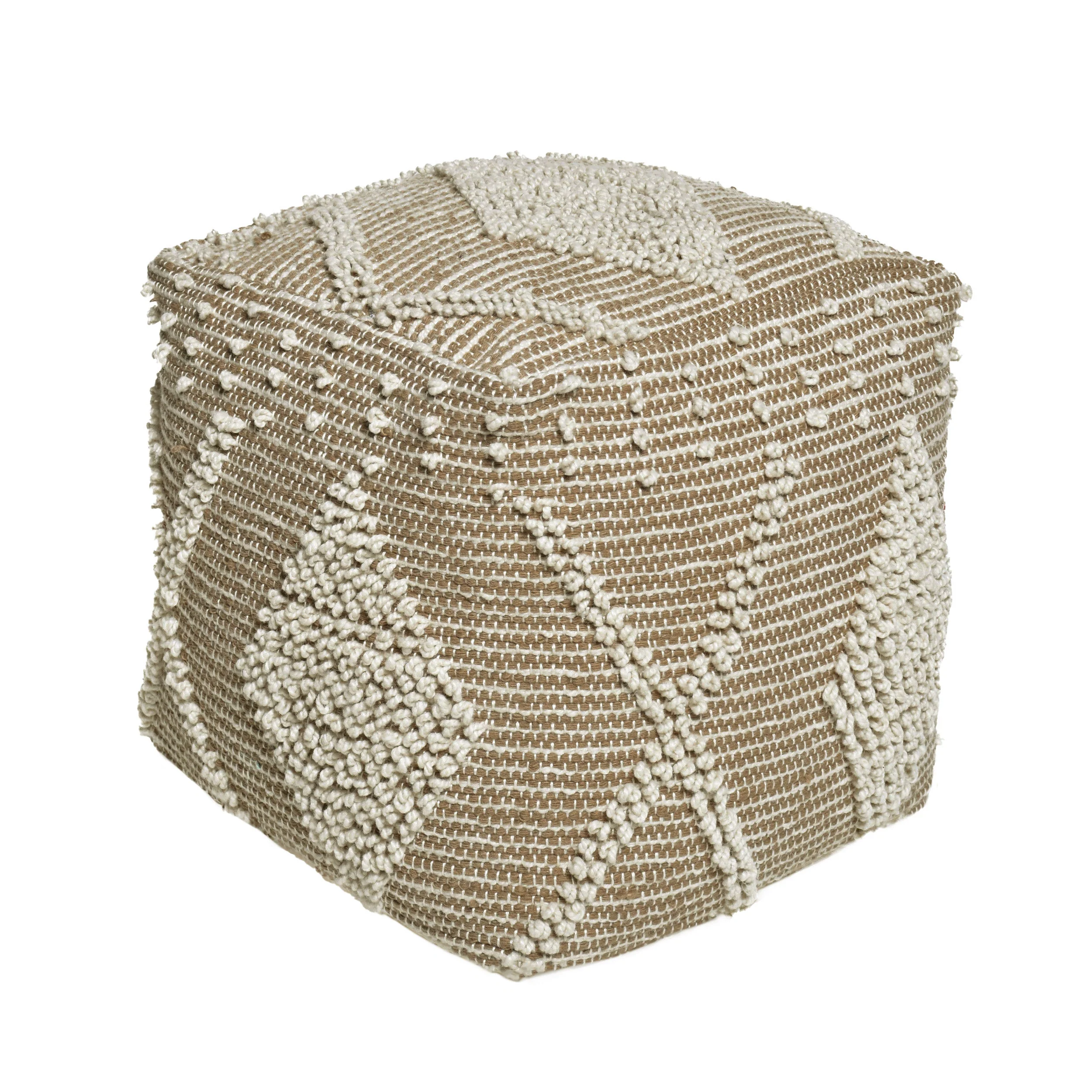 Dereka Contemporary Handcrafted Faux Yarn Pouf - furnishings