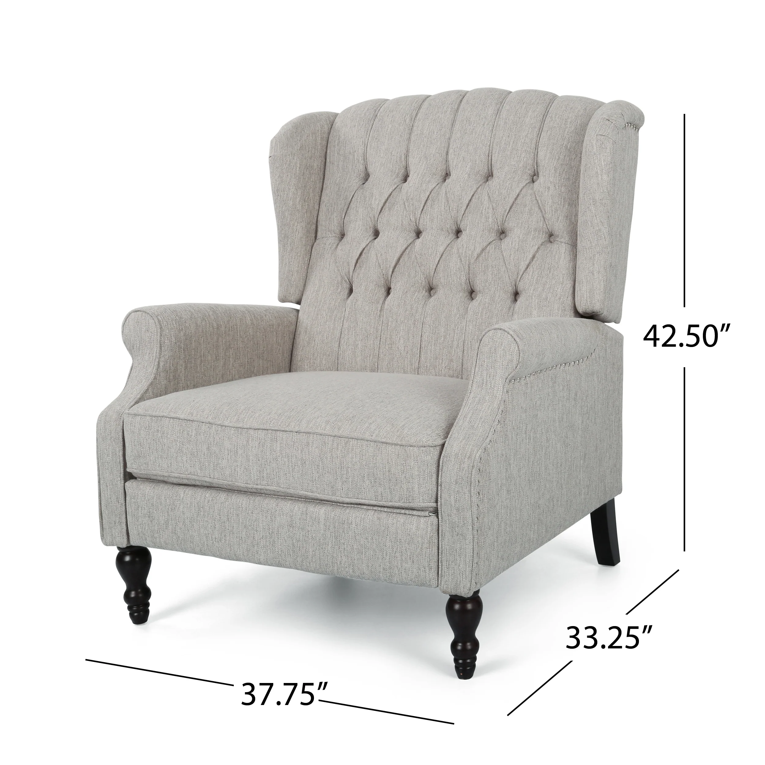 Salome Oversized Tufted Wingback Fabric Push Back Recliner - furnishings