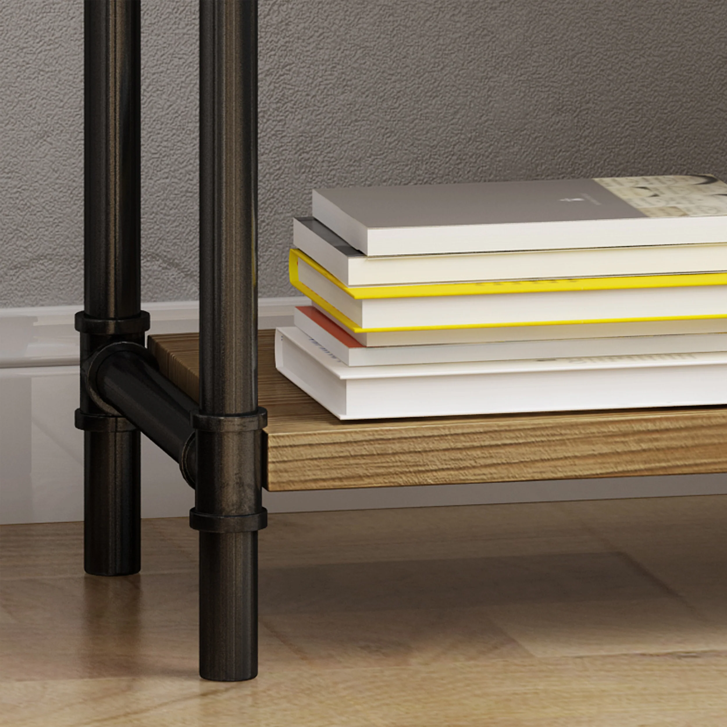 Astrid Industrial Pipe Design 4-Shelf Etagere Bookcase - furnishings