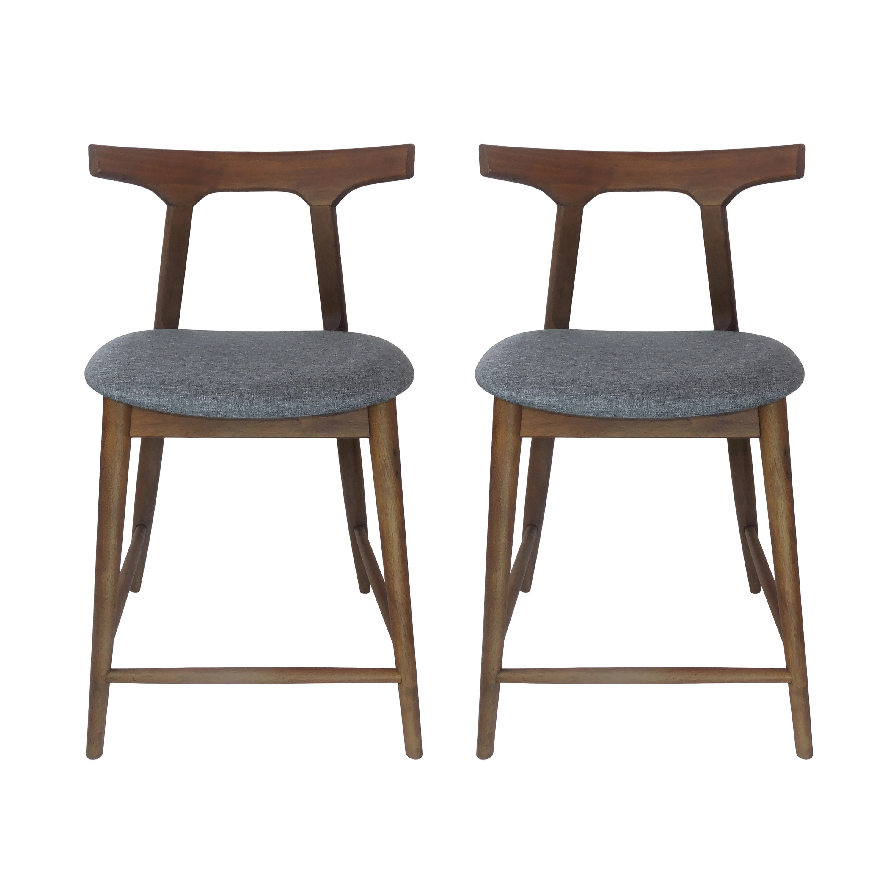 Annett Mid Century Modern Fabric Upholstered Wood 24.5 Inch Counter Stools (Set of 2) - furnishings