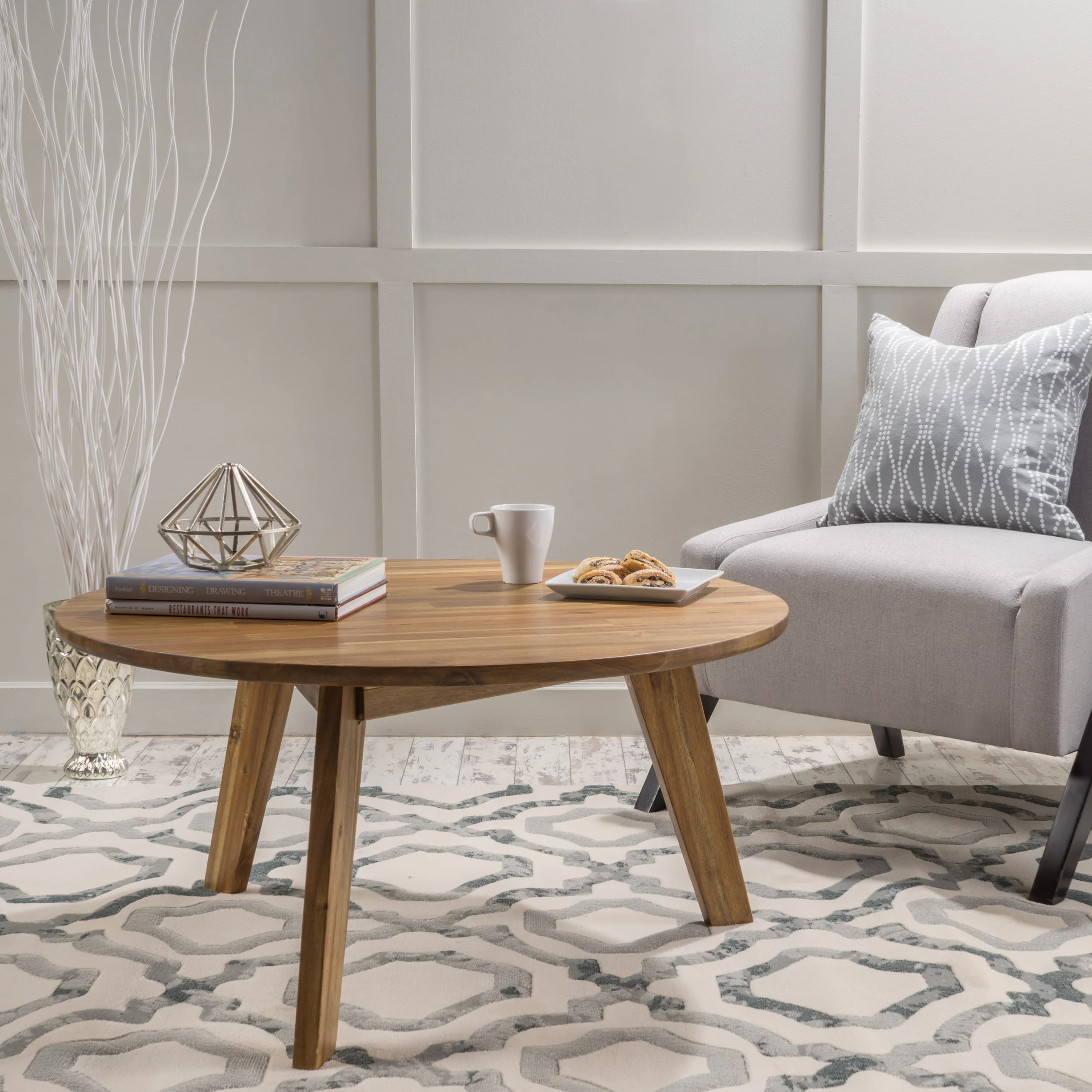 Mimaya Natural Stained Wood Coffee Table - furnishings