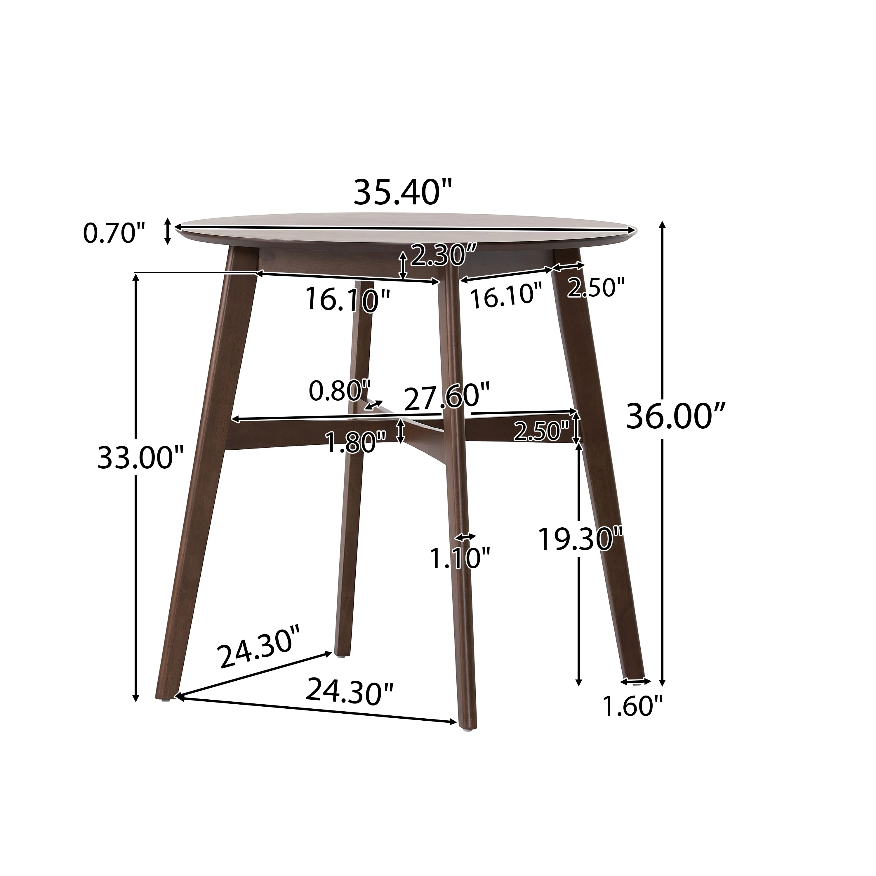 Helen Mid-Century Round Counter Height Dining Table with X-Stretcher - furnishings