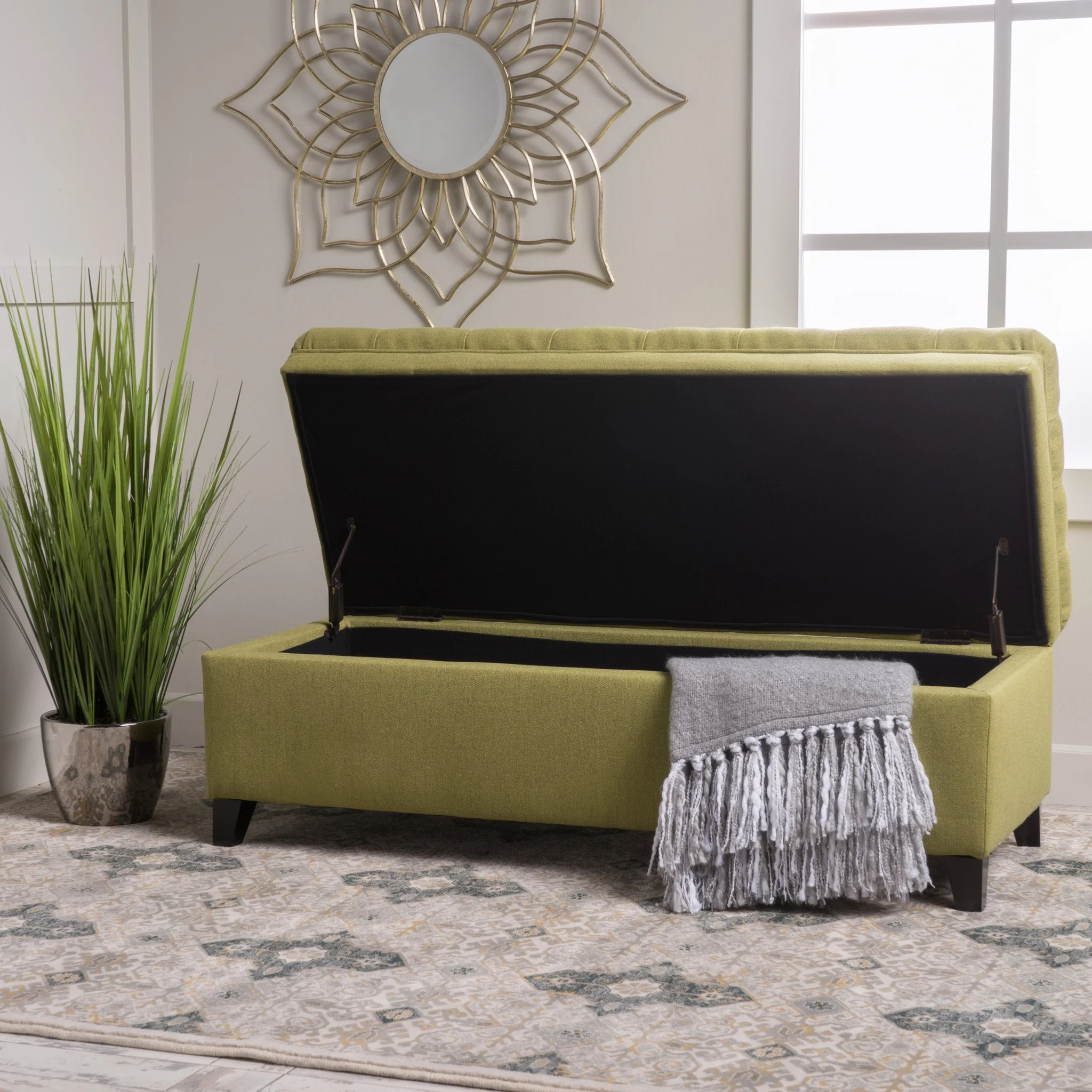 Laguna French Style Tufted Fabric Storage Ottoman Bench - furnishings