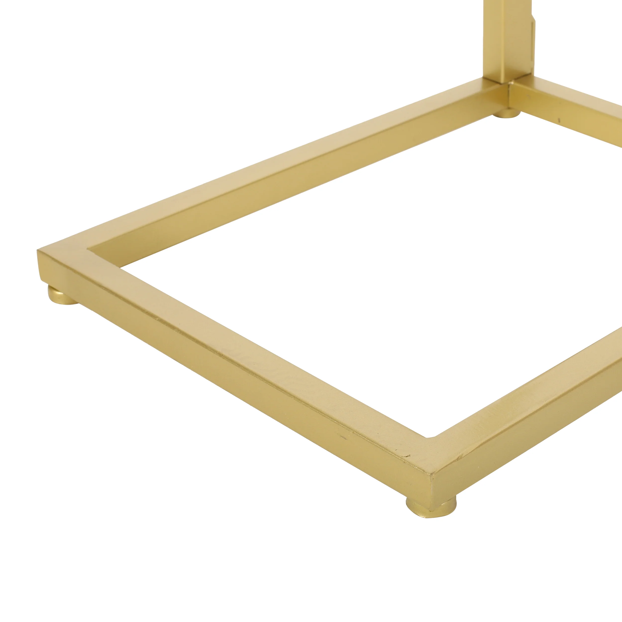 Hebble Modern Glam Glass Top C-Shaped Side Table, Gold - furnishings