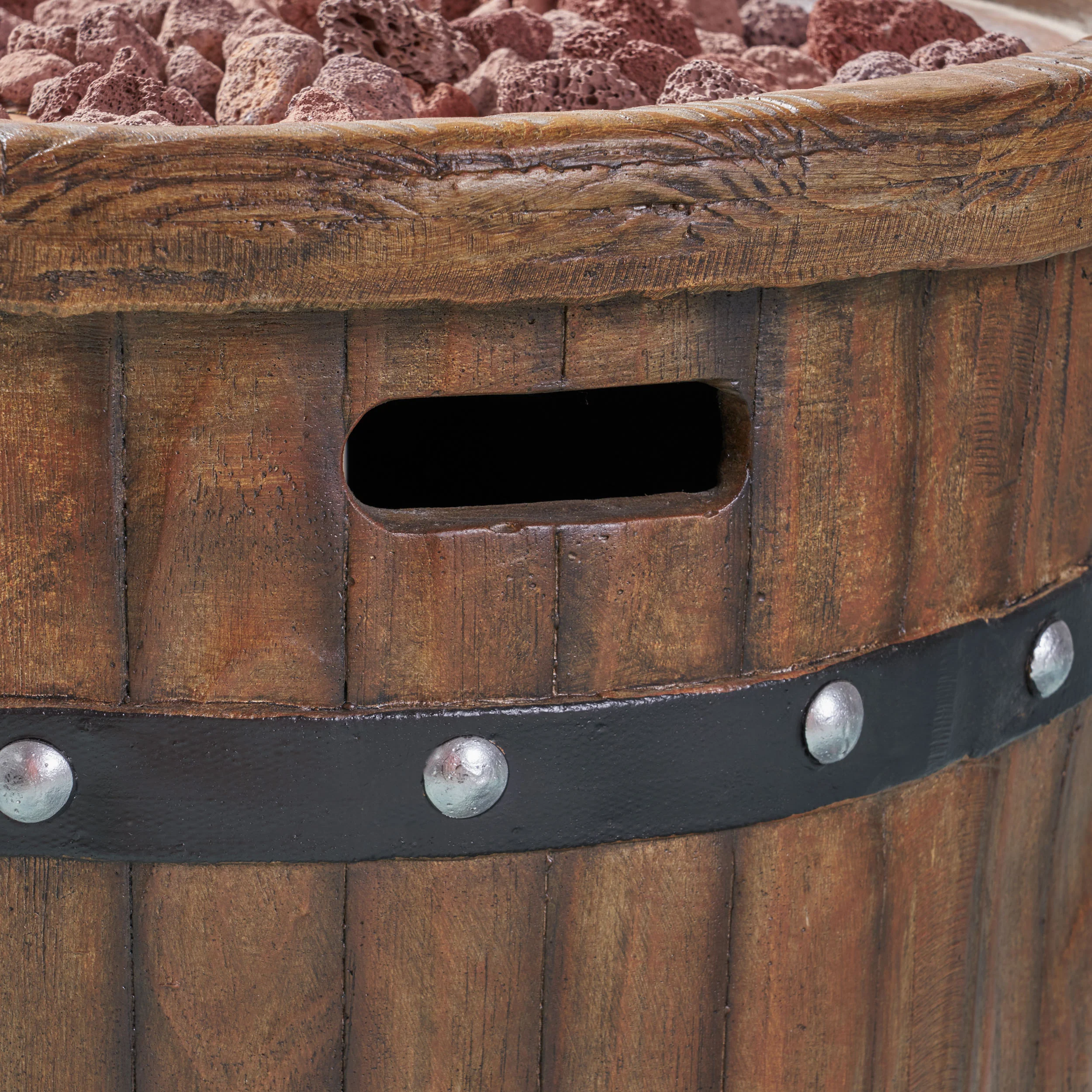 Muriel Wine Barrel Propane Gas Fire Pit 40K BTU - furnishings