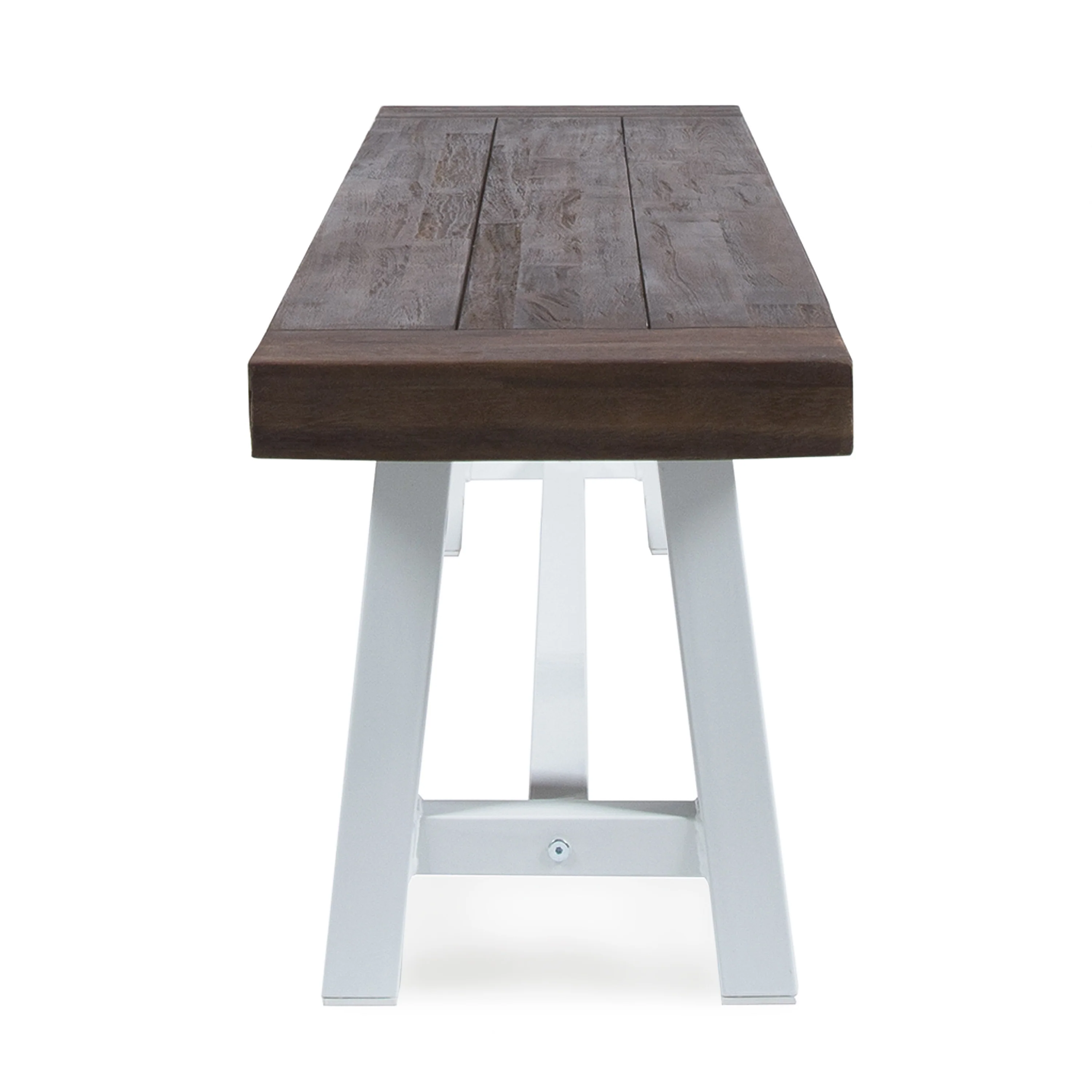 Bowman Outdoor Acacia Wood Dining Bench with Rustic Metal Finish Frame - furnishings