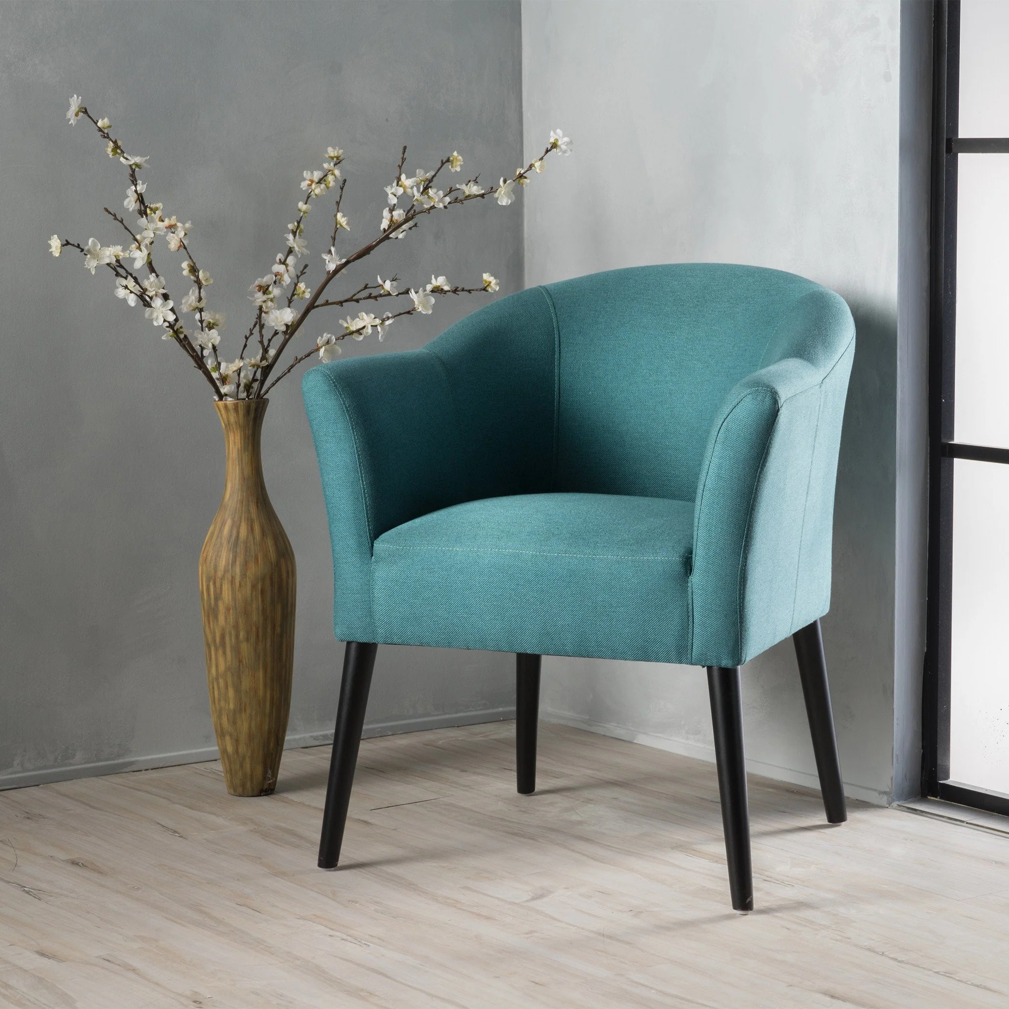 Charmaine Mid-Century Modern Low Back Fabric Accent Chair with Tapered Legs - furnishings
