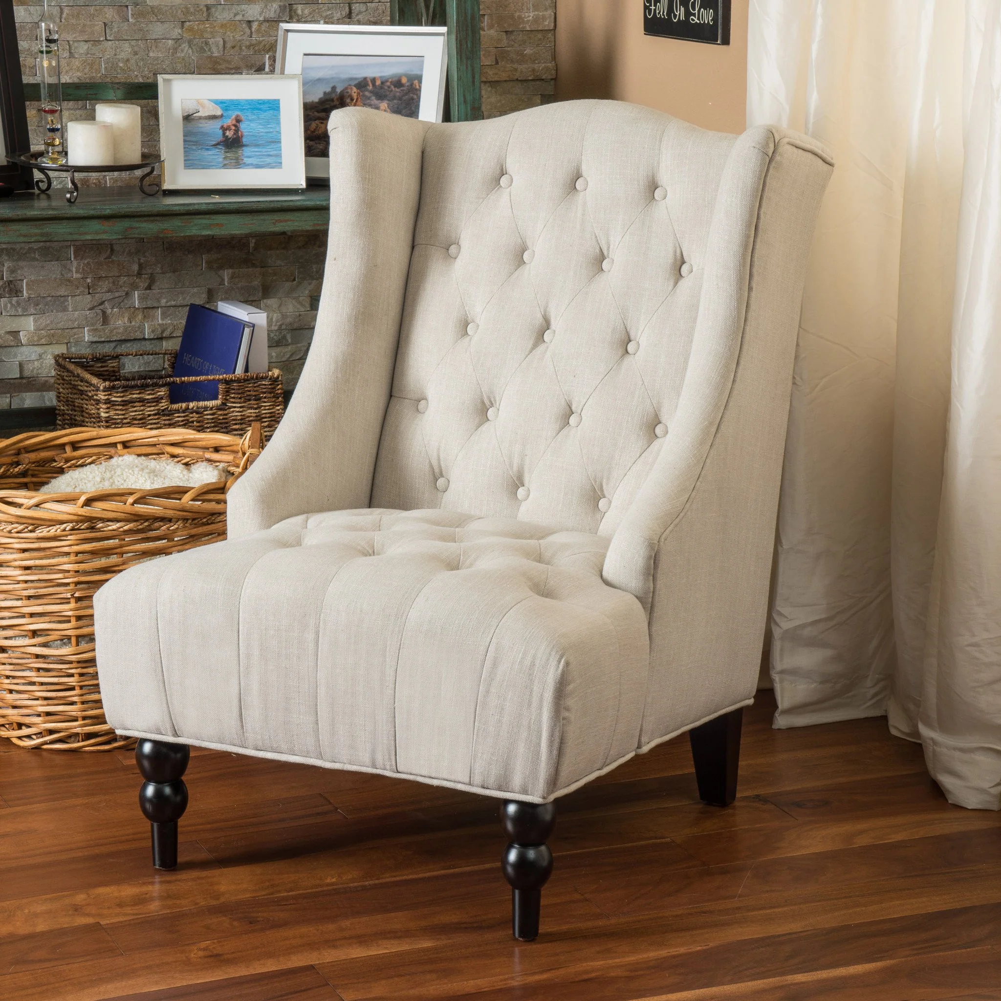 Clarice Fabric High Back Wingback  Accent Chair - furnishings
