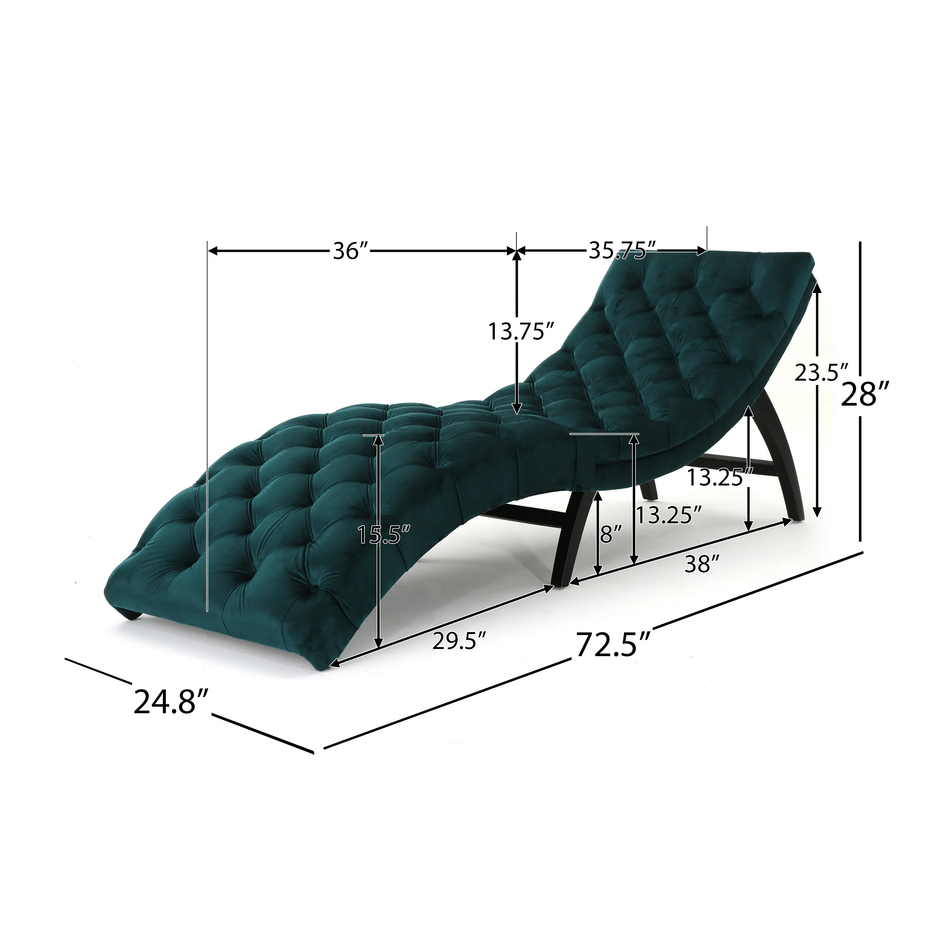 Grasby Tufted New Velvet Chaise Lounge - furnishings