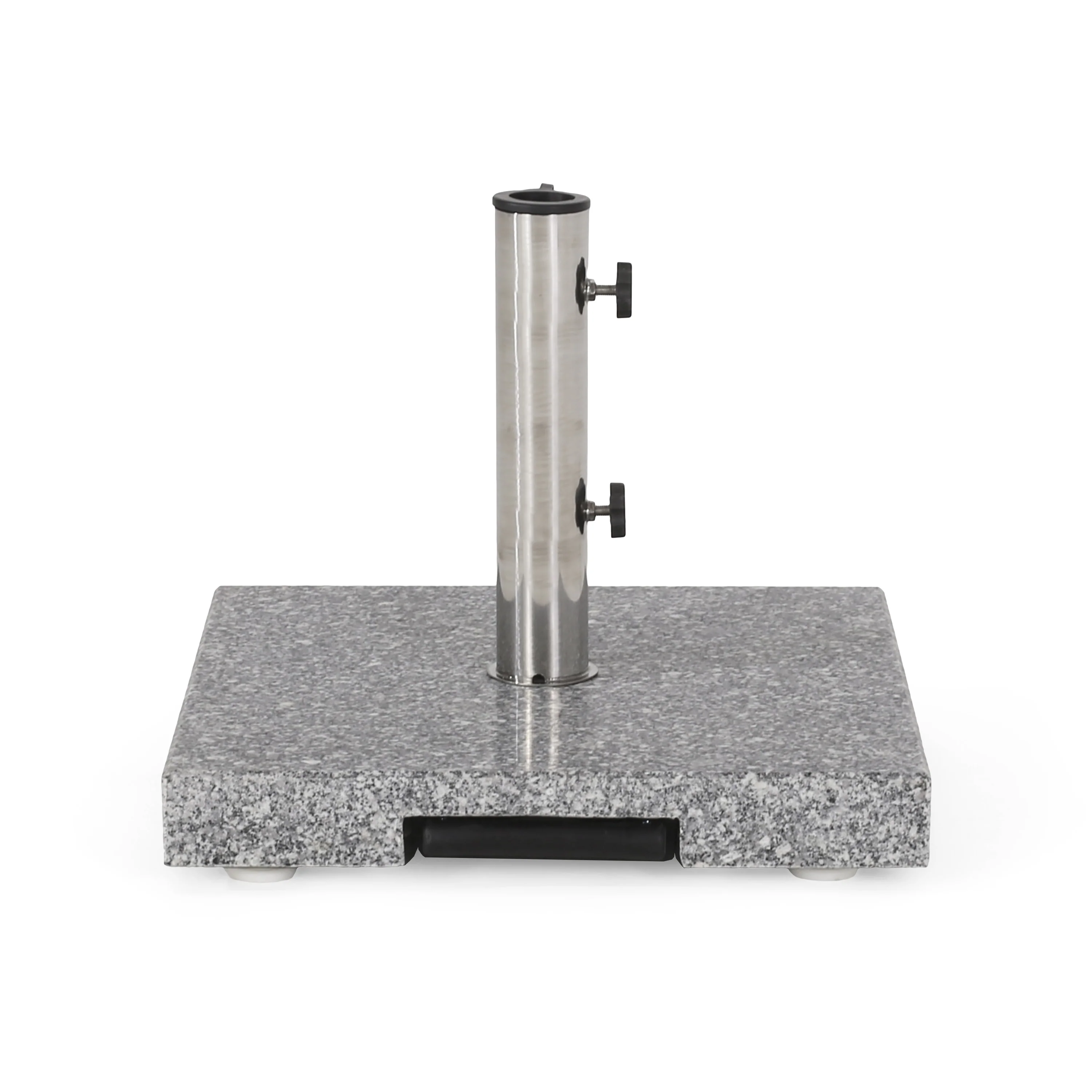 Martino Outdoor Natural Grey Granite and Stainless Steel Umbrella Base - furnishings