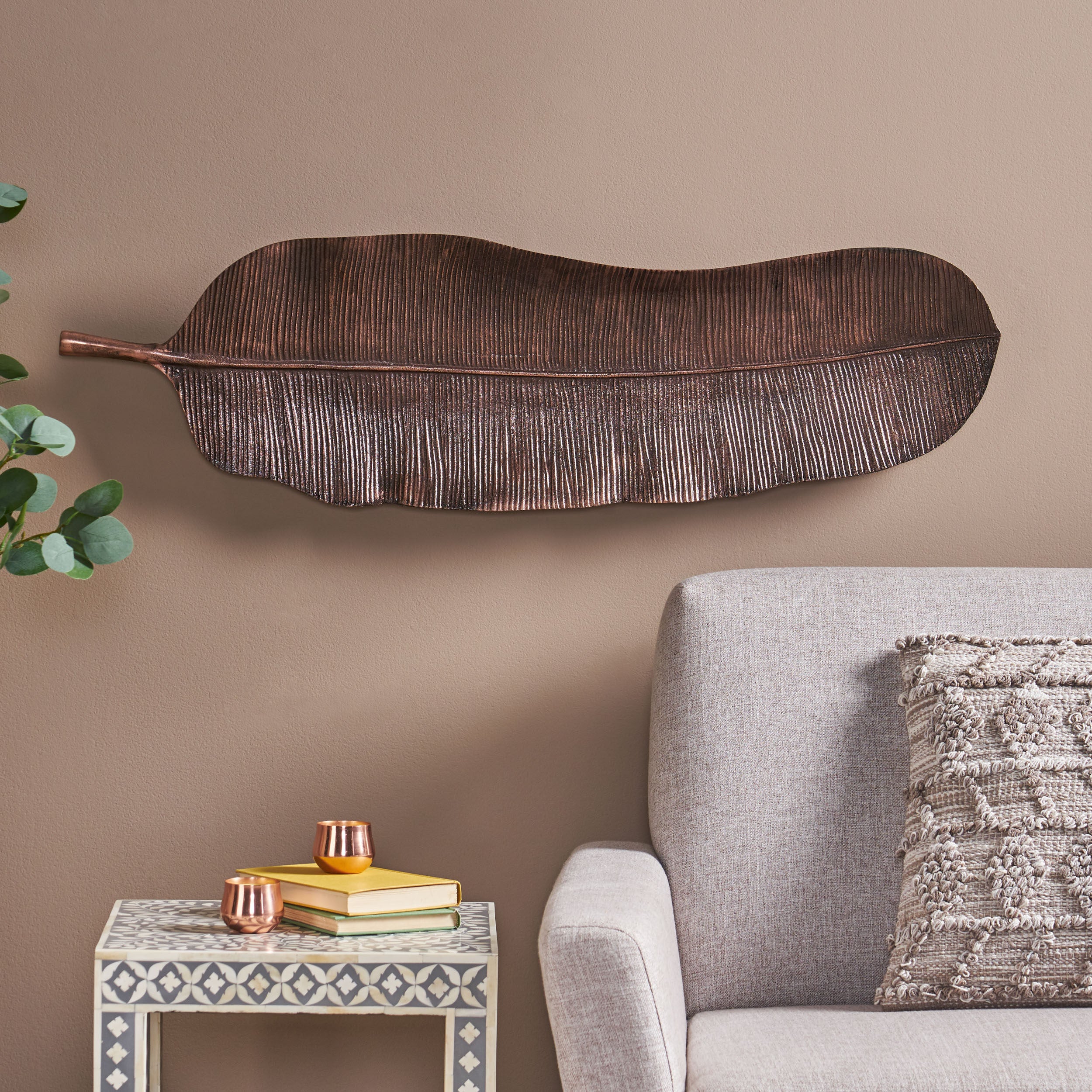 Cordele Handcrafted Aluminum Large Leaf Wall Decor - furnishings
